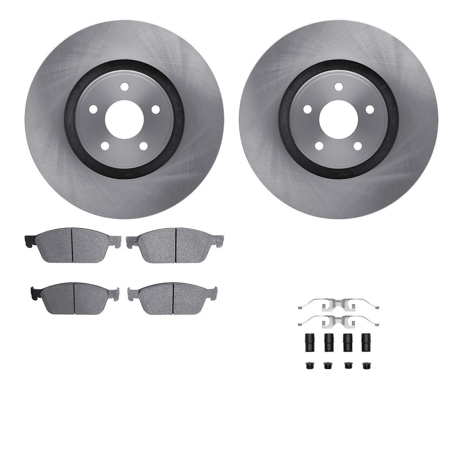 6512-99176 Brake Rotors w/5000 Advanced Brake Pads Kit with Hardware, 2014-2019 Ford/Lincoln/Mercury/Mazda, Position: Front