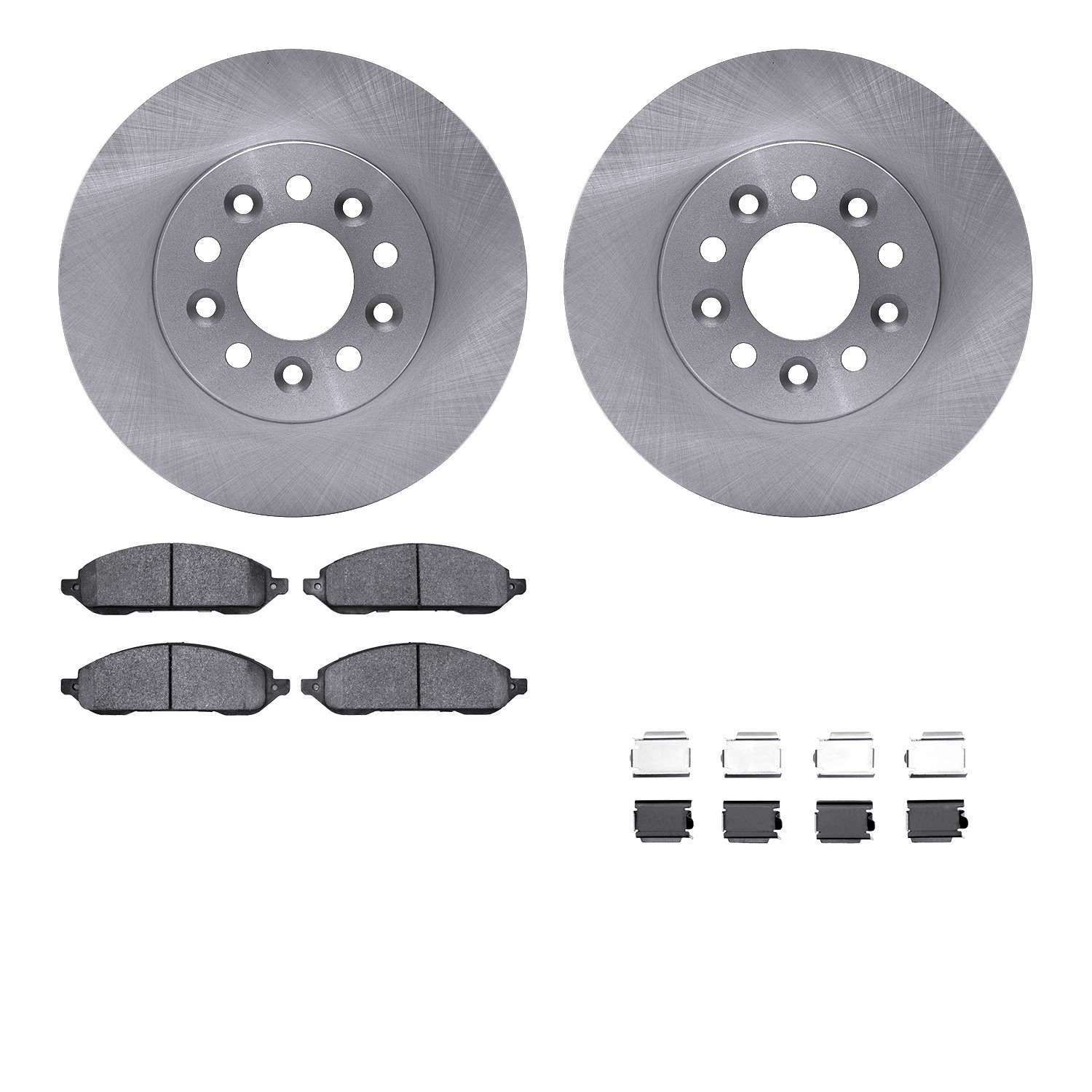 6512-99182 Brake Rotors w/5000 Advanced Brake Pads Kit with Hardware, 2004-2007 Ford/Lincoln/Mercury/Mazda, Position: Front