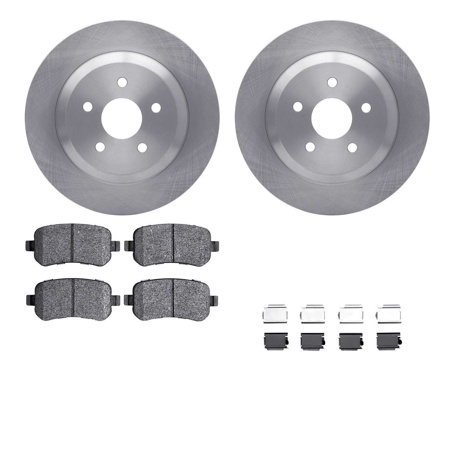 6512-99185 Brake Rotors w/5000 Advanced Brake Pads Kit with Hardware, 2004-2007 Ford/Lincoln/Mercury/Mazda, Position: Rear