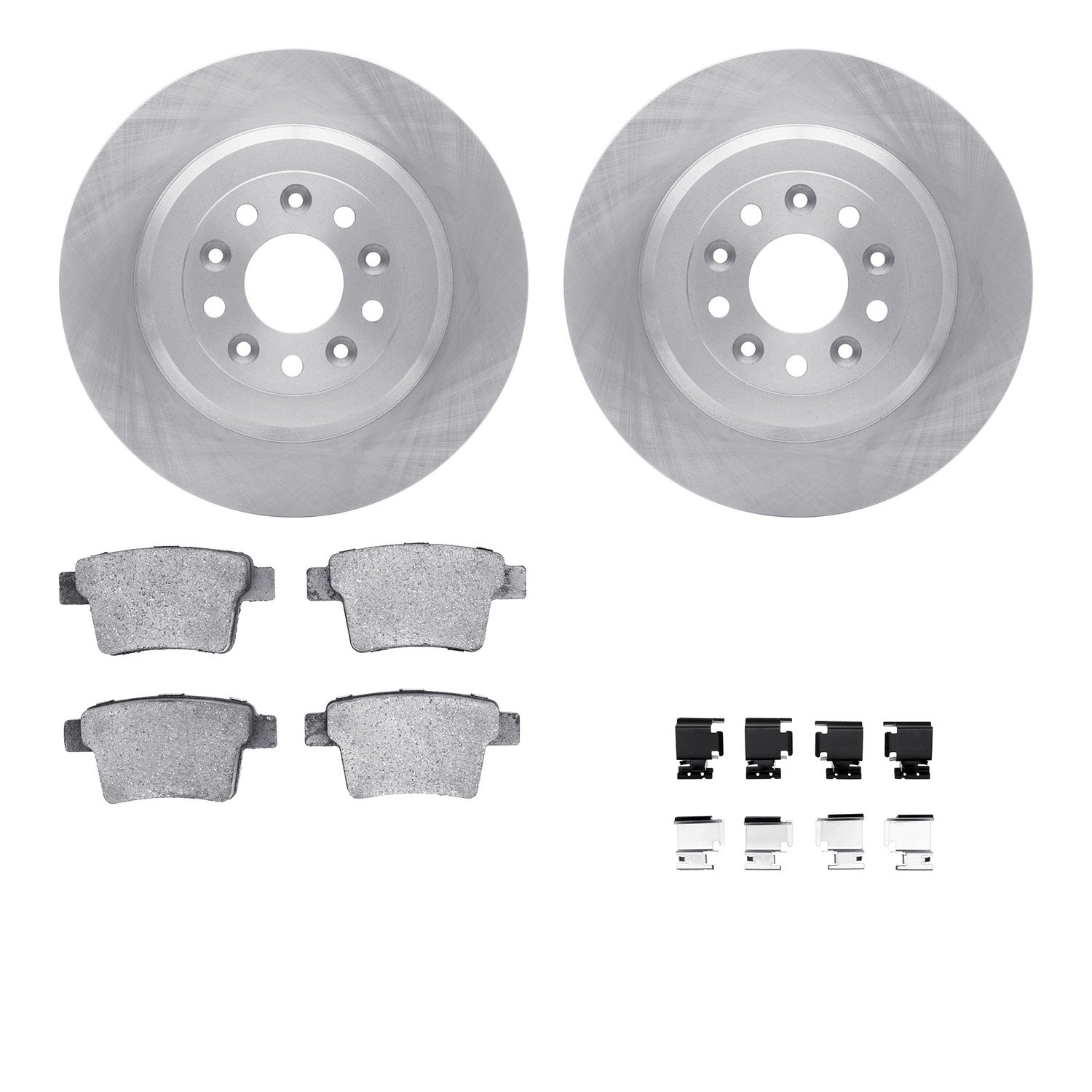 6512-99188 Brake Rotors w/5000 Advanced Brake Pads Kit with Hardware, 2005-2009 Ford/Lincoln/Mercury/Mazda, Position: Rear
