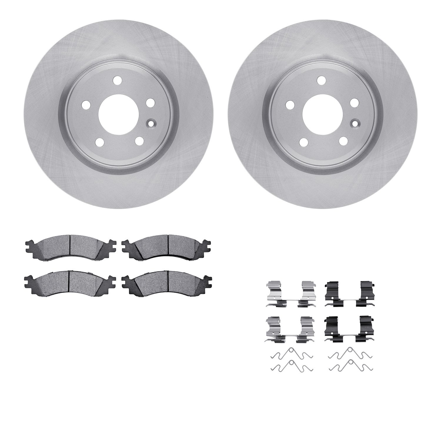 6512-99221 Brake Rotors w/5000 Advanced Brake Pads Kit with Hardware, 2011-2012 Ford/Lincoln/Mercury/Mazda, Position: Front