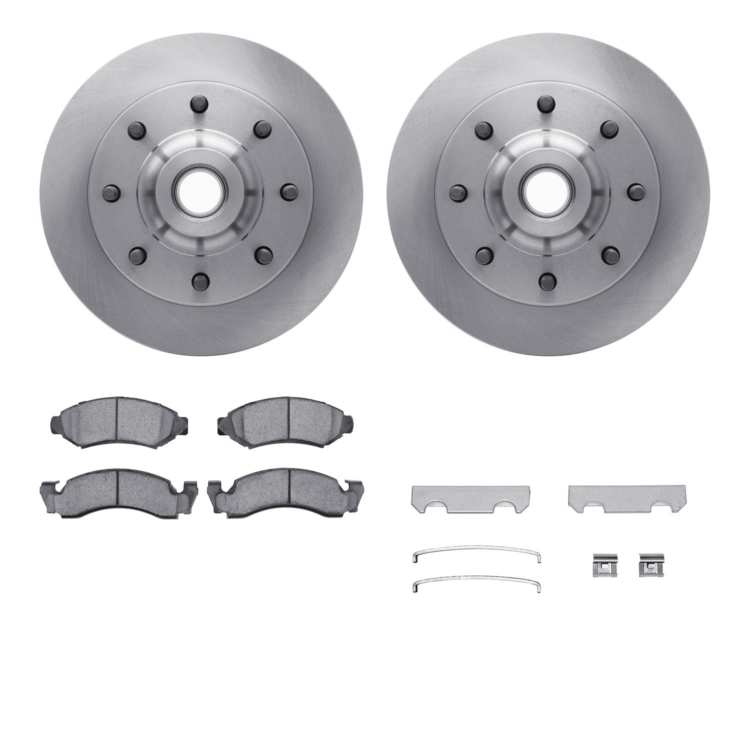 6512-99242 Brake Rotors w/5000 Advanced Brake Pads Kit with Hardware, 1973-1979 Ford/Lincoln/Mercury/Mazda, Position: Front