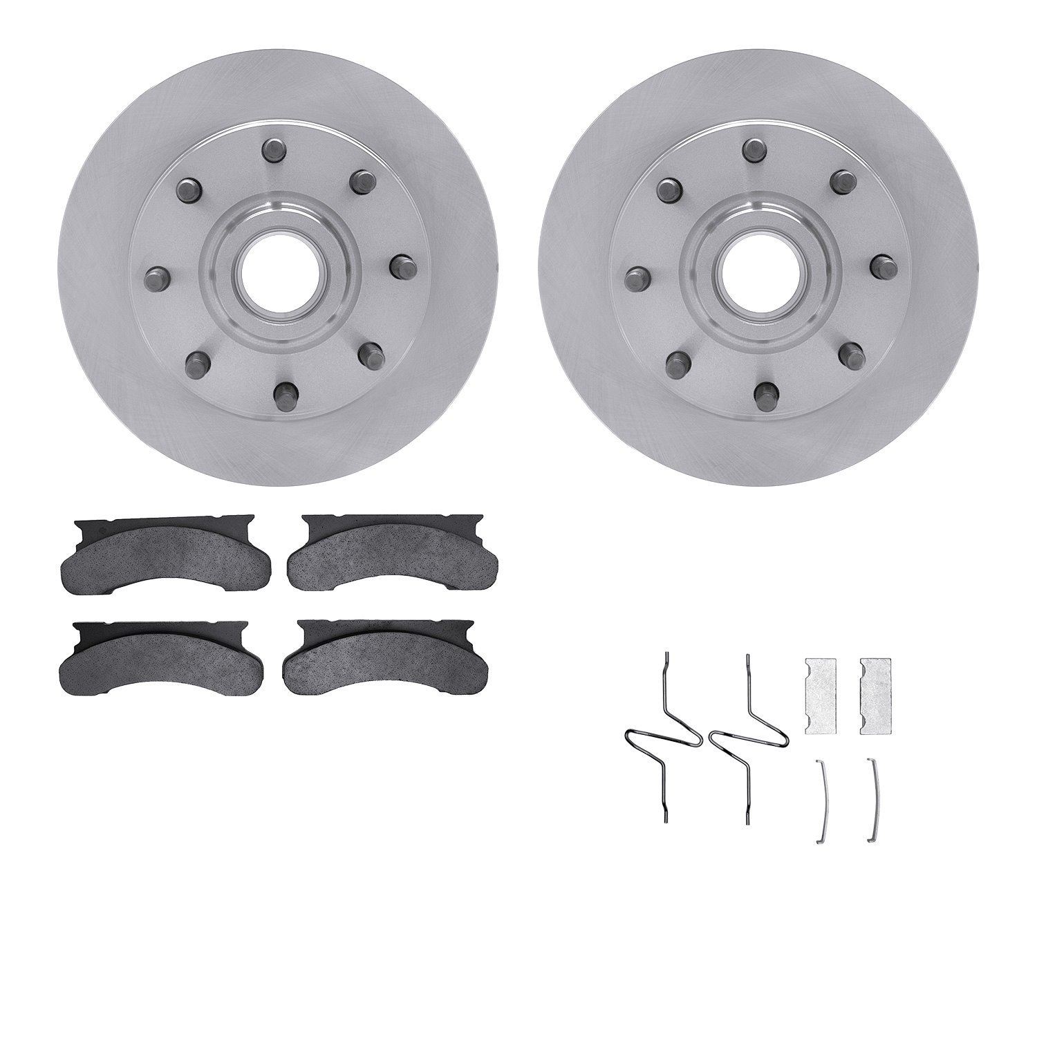 6512-99245 Brake Rotors w/5000 Advanced Brake Pads Kit with Hardware, 1975-1980 Ford/Lincoln/Mercury/Mazda, Position: Front