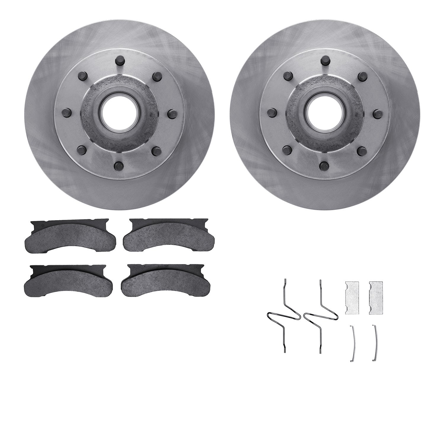 6512-99263 Brake Rotors w/5000 Advanced Brake Pads Kit with Hardware, 1980-1985 Ford/Lincoln/Mercury/Mazda, Position: Front