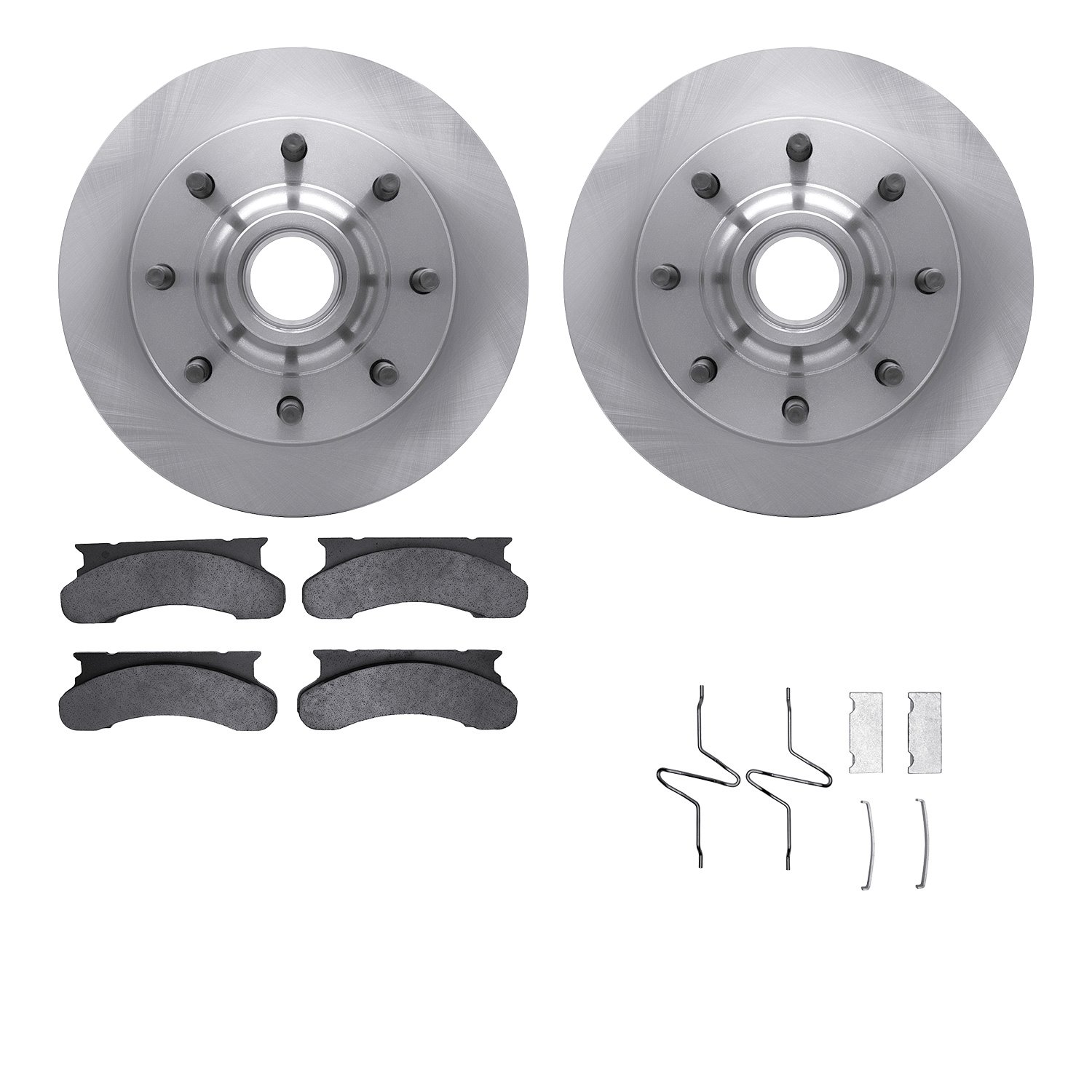 6512-99266 Brake Rotors w/5000 Advanced Brake Pads Kit with Hardware, 1980-1985 Ford/Lincoln/Mercury/Mazda, Position: Front