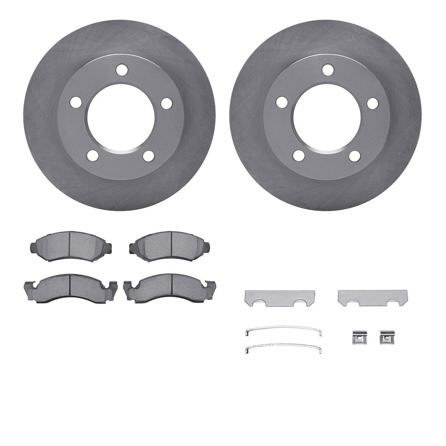 6512-99275 Brake Rotors w/5000 Advanced Brake Pads Kit with Hardware, 1976-1985 Ford/Lincoln/Mercury/Mazda, Position: Front