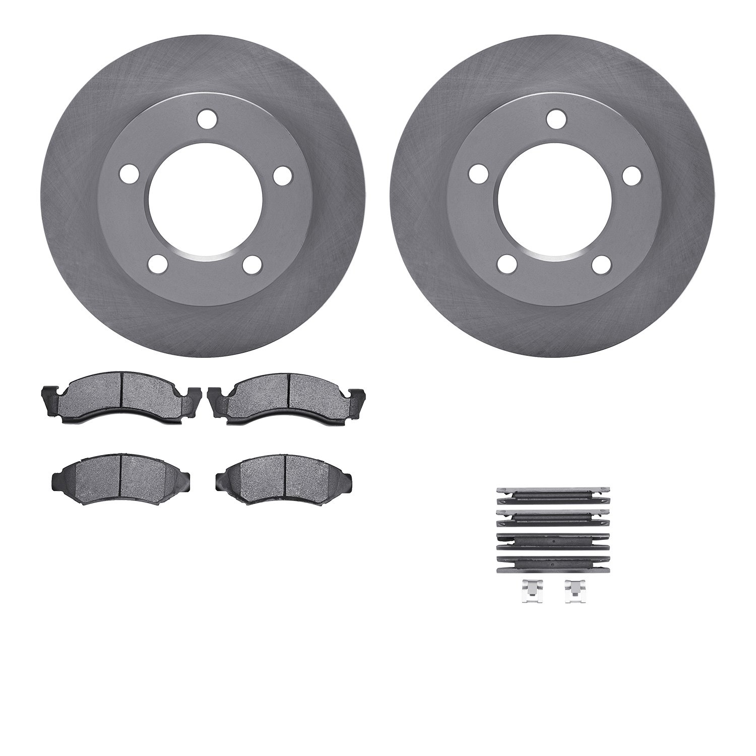 6512-99276 Brake Rotors w/5000 Advanced Brake Pads Kit with Hardware, 1986-1993 Ford/Lincoln/Mercury/Mazda, Position: Front