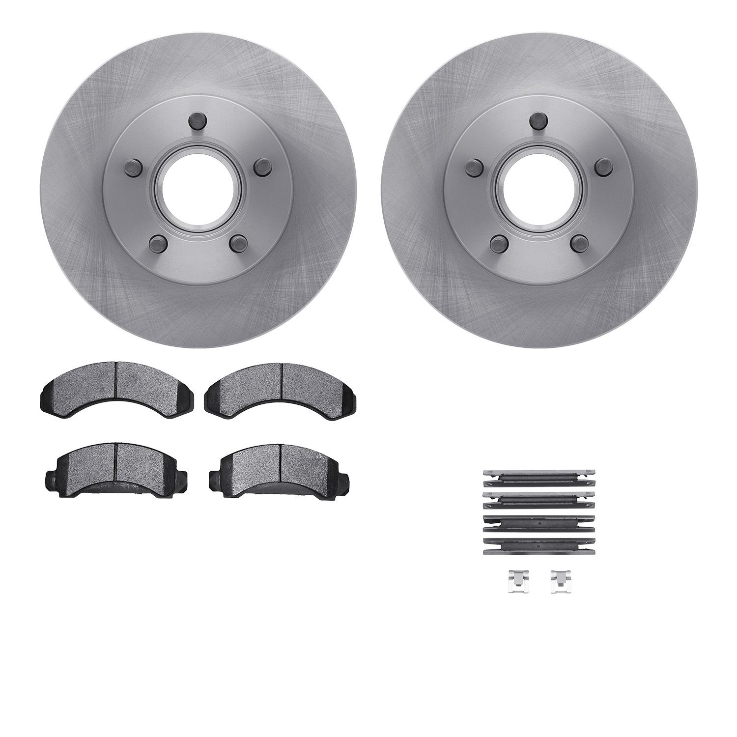 6512-99284 Brake Rotors w/5000 Advanced Brake Pads Kit with Hardware, 1983-1992 Ford/Lincoln/Mercury/Mazda, Position: Front