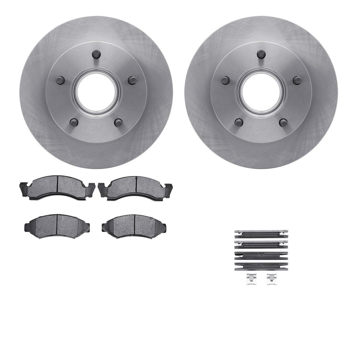 6512-99290 Brake Rotors w/5000 Advanced Brake Pads Kit with Hardware, 1986-1988 Ford/Lincoln/Mercury/Mazda, Position: Front