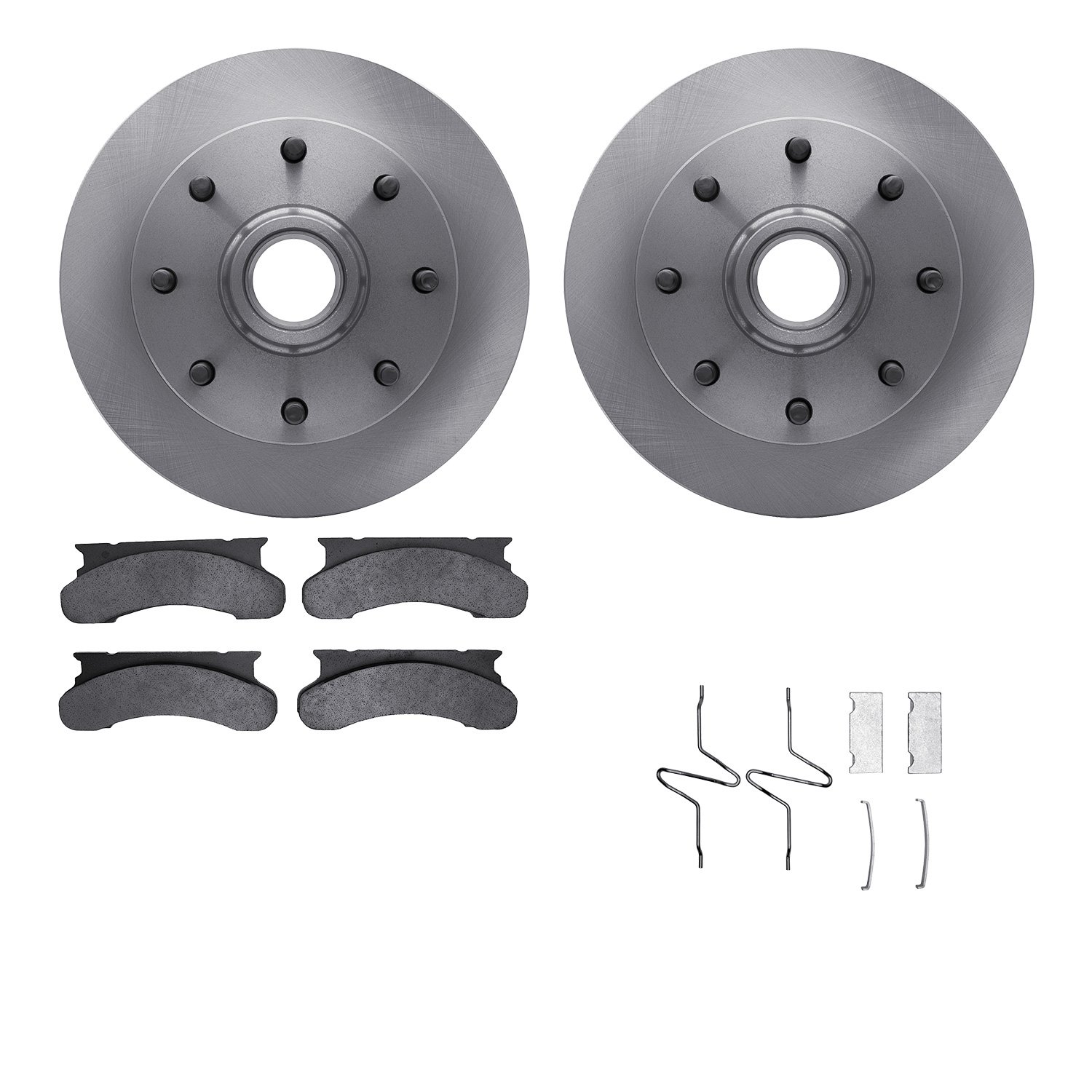 6512-99293 Brake Rotors w/5000 Advanced Brake Pads Kit with Hardware, 1975-1980 Ford/Lincoln/Mercury/Mazda, Position: Front