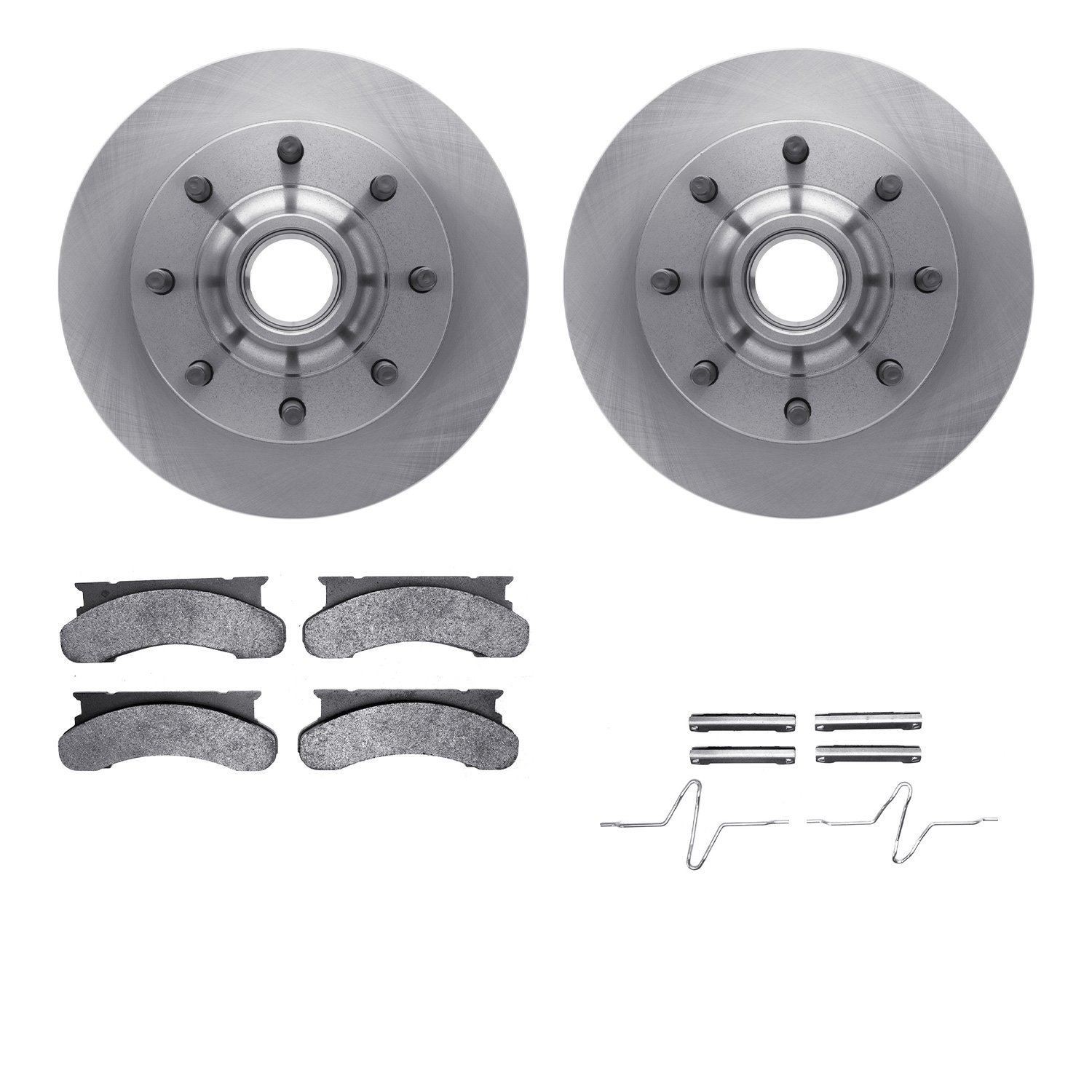 6512-99300 Brake Rotors w/5000 Advanced Brake Pads Kit with Hardware, 1986-1994 Ford/Lincoln/Mercury/Mazda, Position: Front
