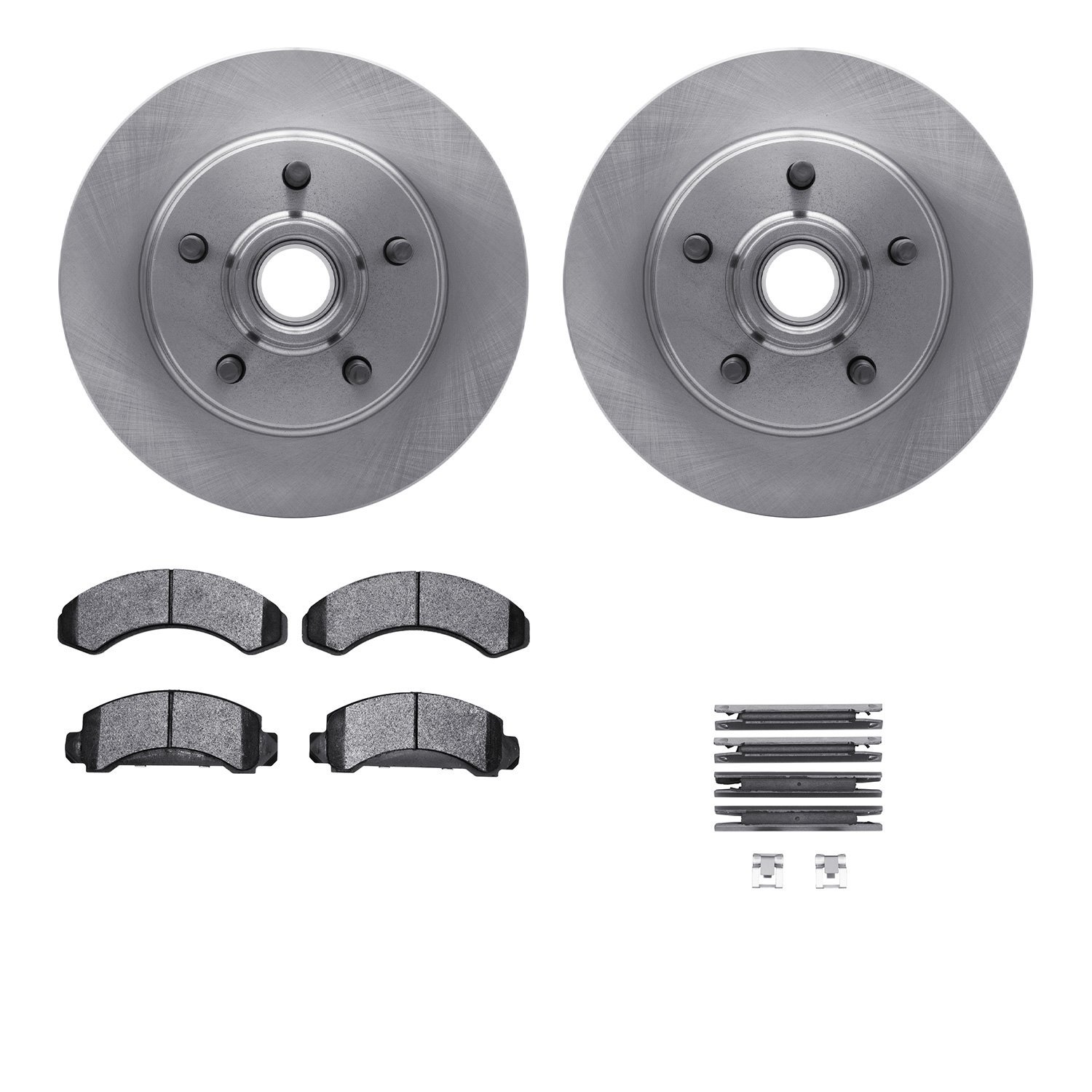 6512-99318 Brake Rotors w/5000 Advanced Brake Pads Kit with Hardware, 1991-1994 Ford/Lincoln/Mercury/Mazda, Position: Front