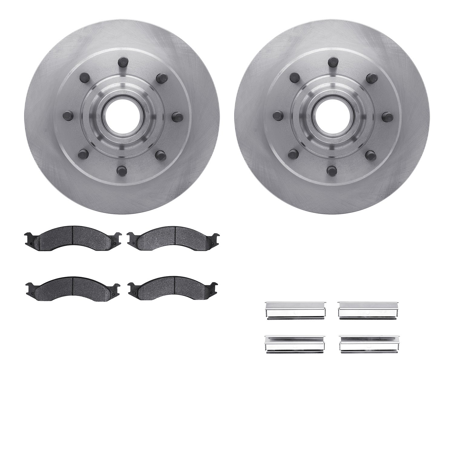 6512-99324 Brake Rotors w/5000 Advanced Brake Pads Kit with Hardware, 1994-1994 Ford/Lincoln/Mercury/Mazda, Position: Front