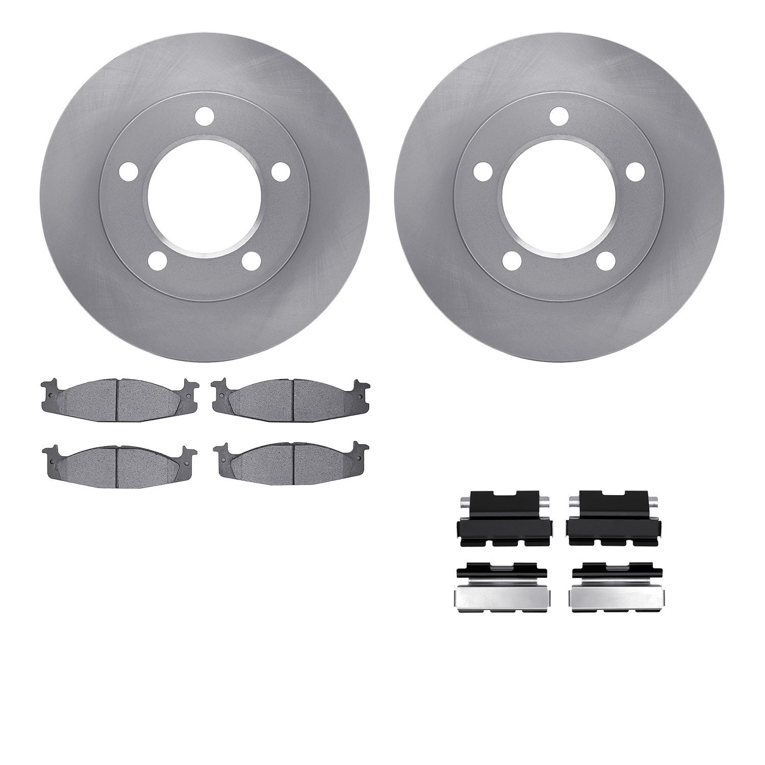 6512-99333 Brake Rotors w/5000 Advanced Brake Pads Kit with Hardware, 1994-1996 Ford/Lincoln/Mercury/Mazda, Position: Front