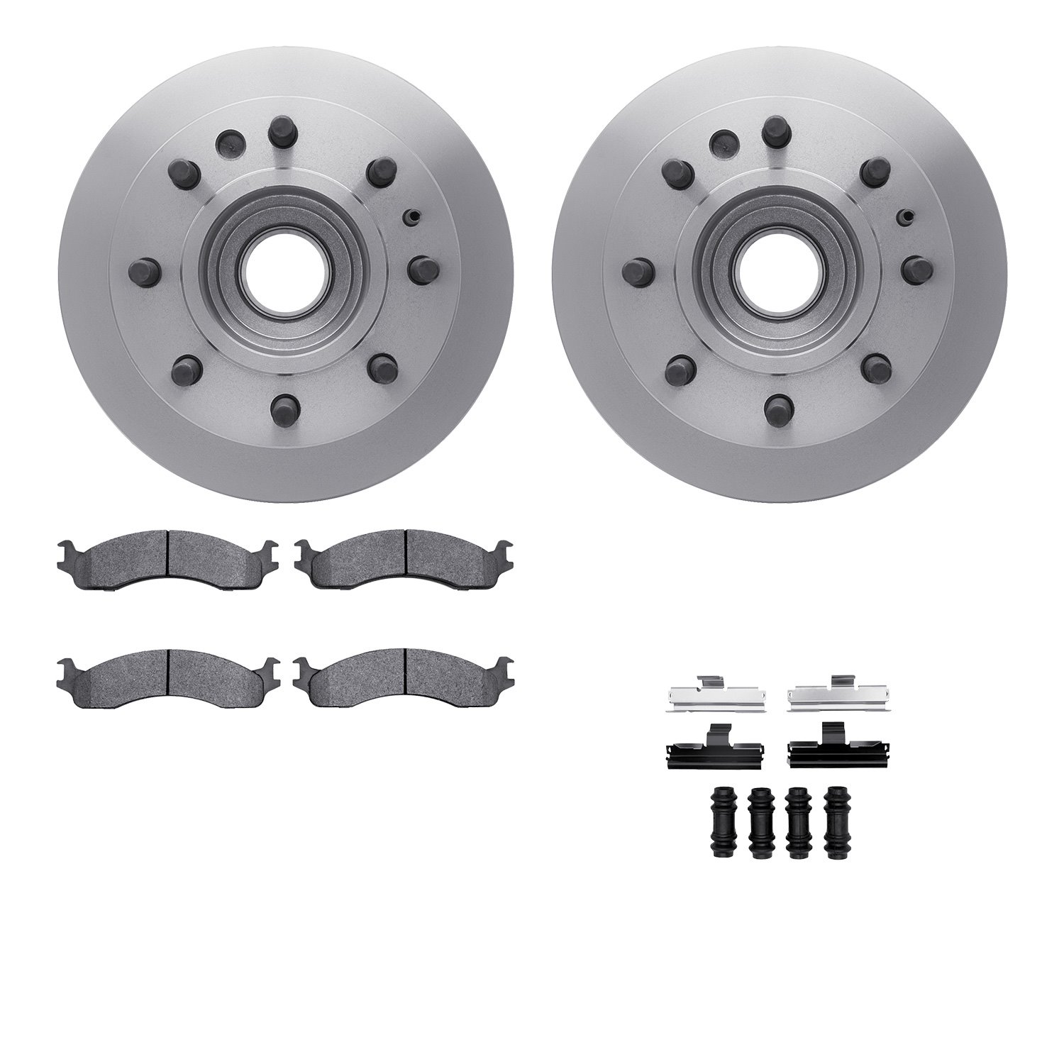 6512-99342 Brake Rotors w/5000 Advanced Brake Pads Kit with Hardware, 1995-1997 Ford/Lincoln/Mercury/Mazda, Position: Front