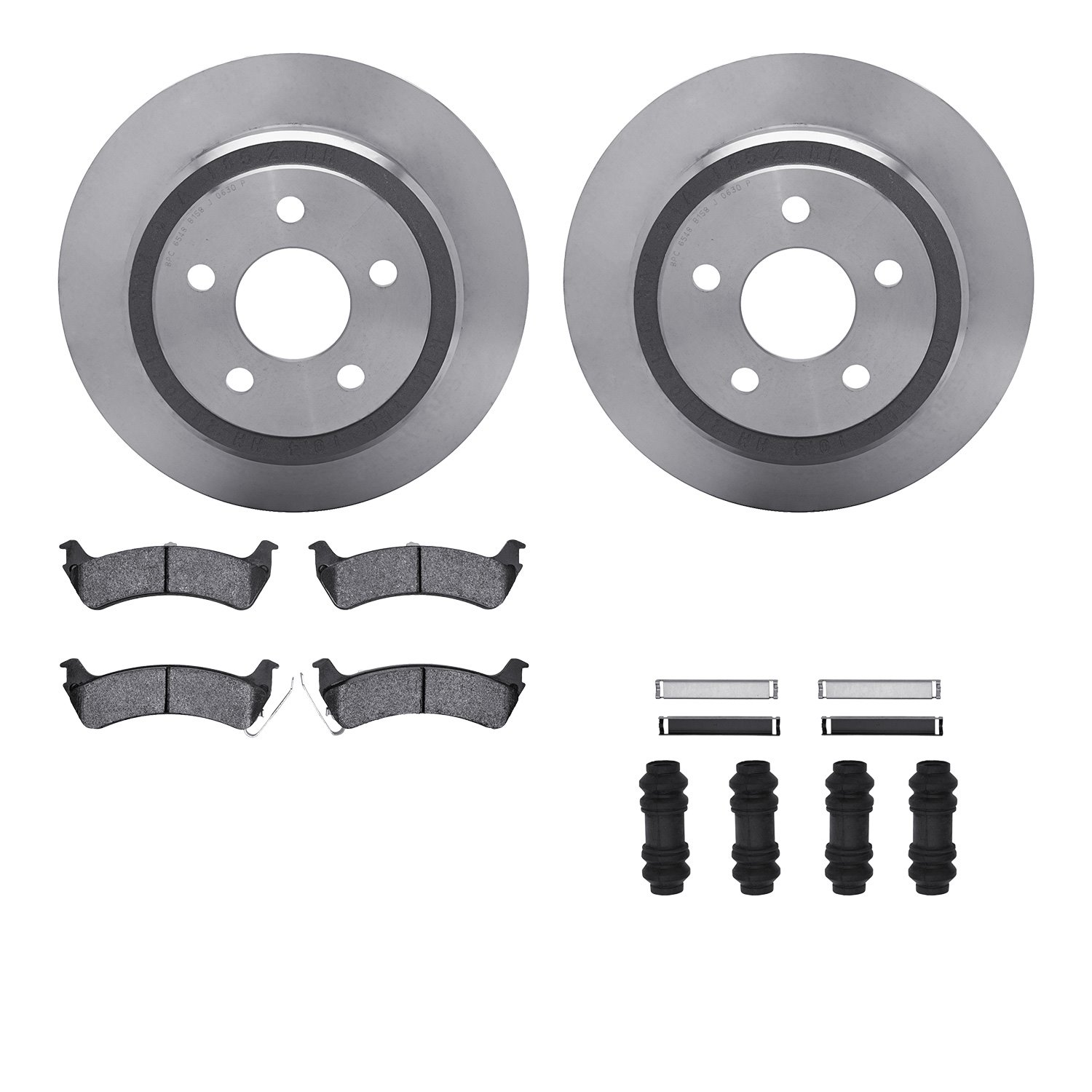 6512-99354 Brake Rotors w/5000 Advanced Brake Pads Kit with Hardware, 1995-2003 Ford/Lincoln/Mercury/Mazda, Position: Rear