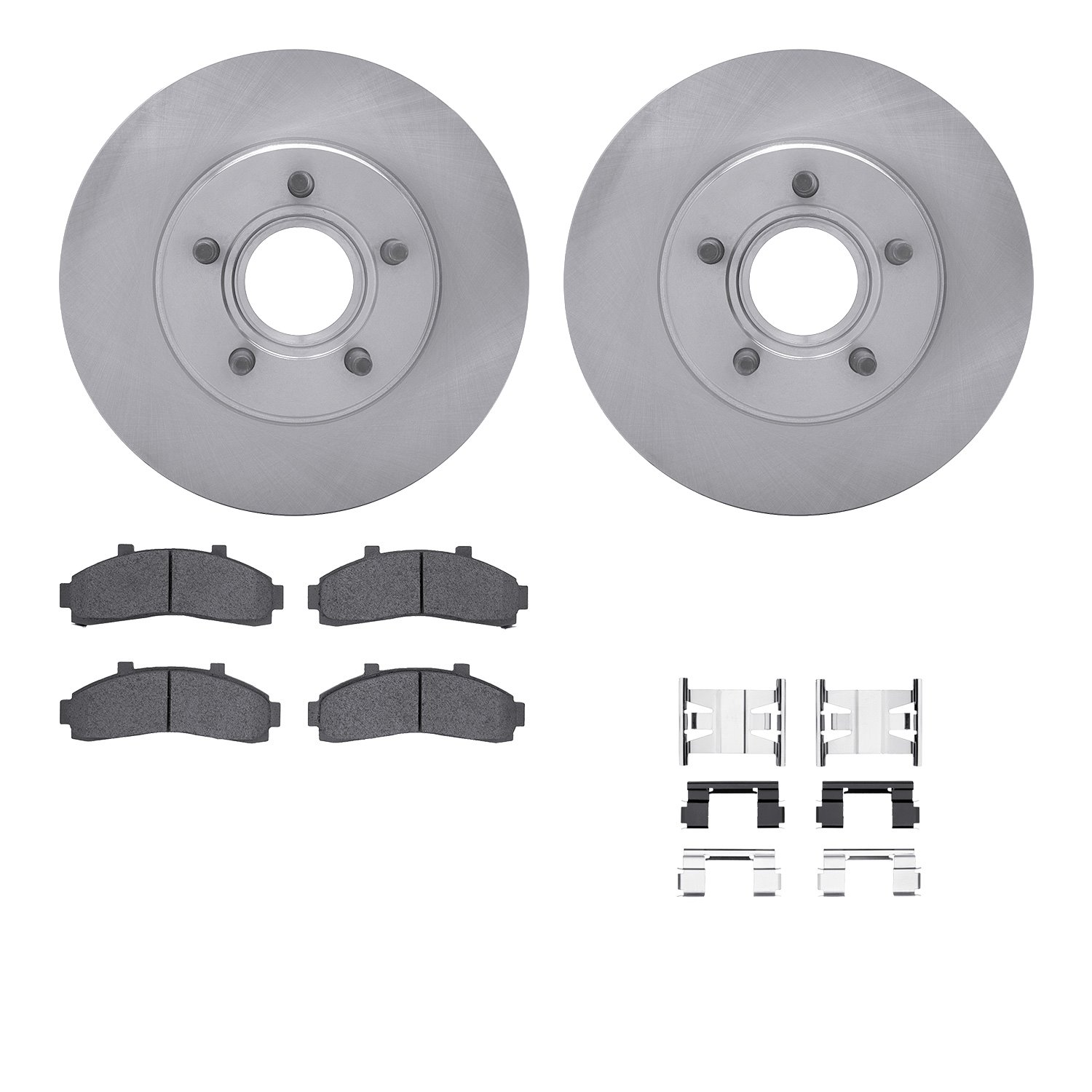 6512-99363 Brake Rotors w/5000 Advanced Brake Pads Kit with Hardware, 1995-1997 Ford/Lincoln/Mercury/Mazda, Position: Front