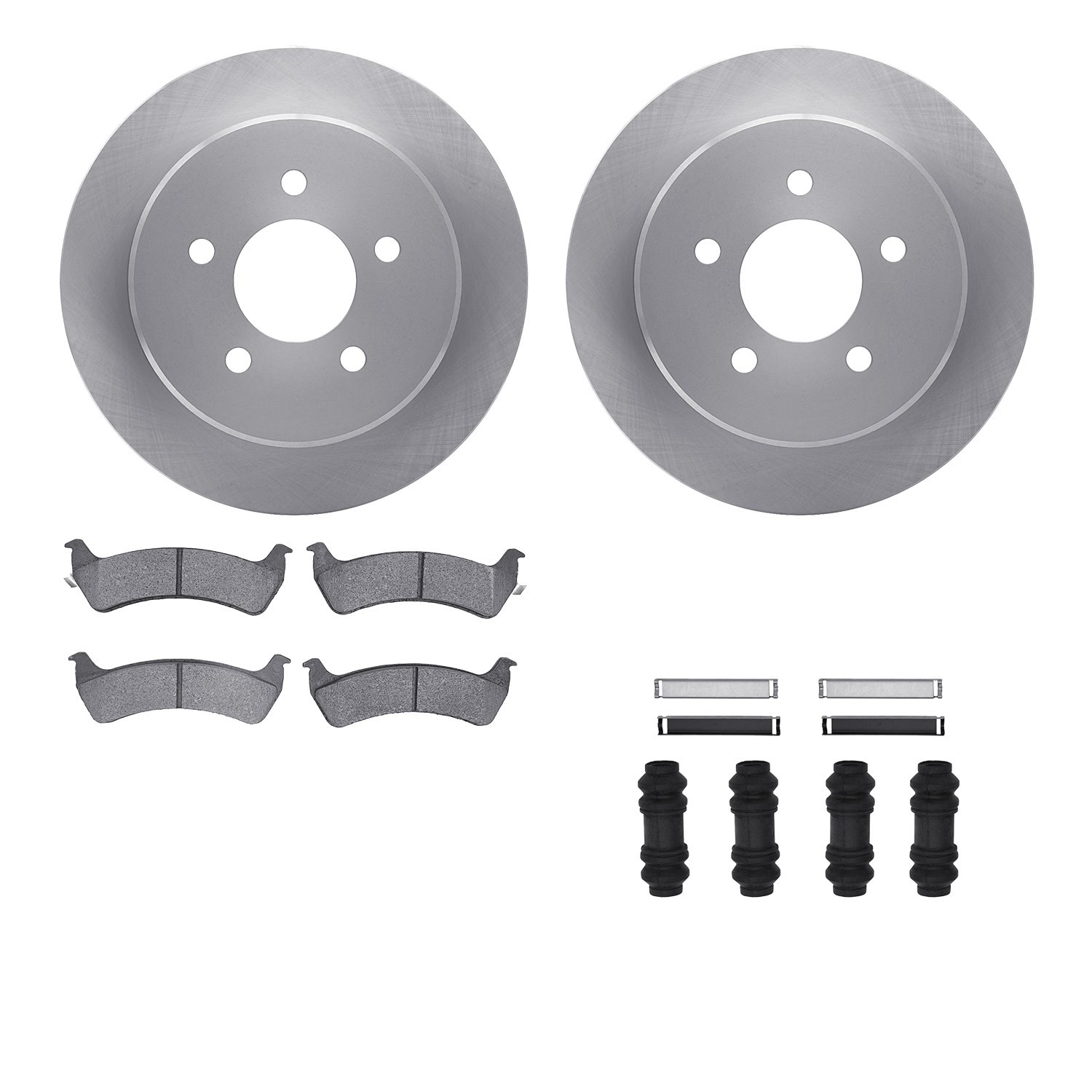 6512-99375 Brake Rotors w/5000 Advanced Brake Pads Kit with Hardware, 2001-2002 Ford/Lincoln/Mercury/Mazda, Position: Rear