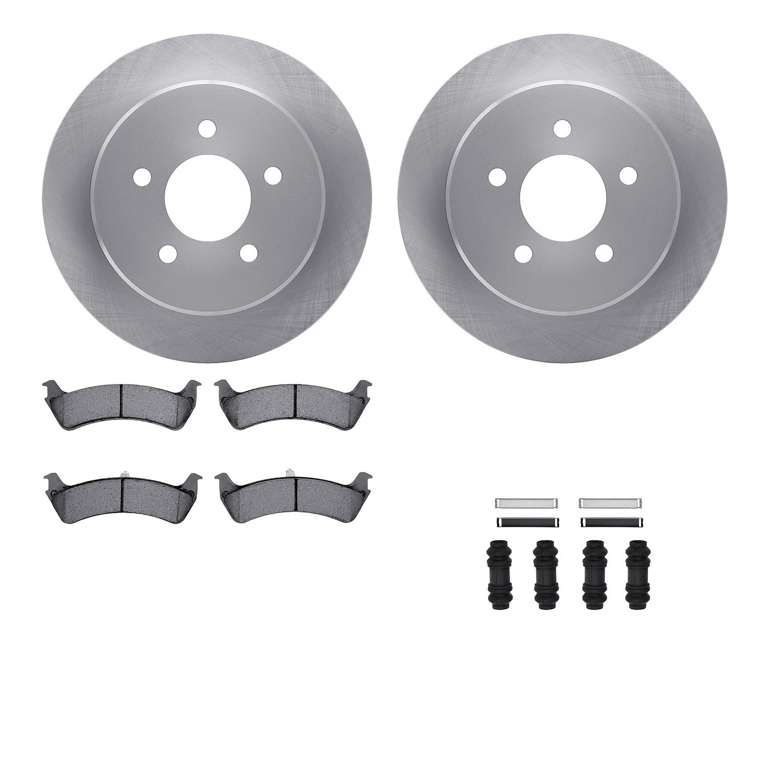 6512-99376 Brake Rotors w/5000 Advanced Brake Pads Kit with Hardware, 1995-2002 Ford/Lincoln/Mercury/Mazda, Position: Rear
