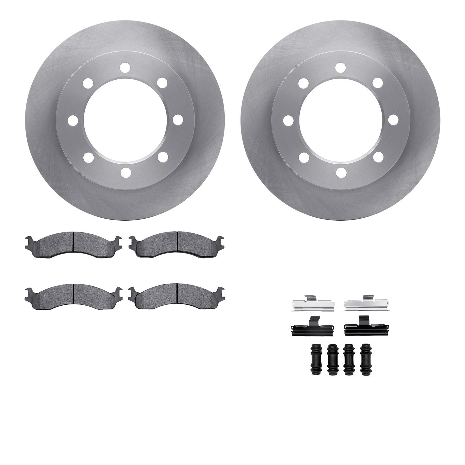 6512-99381 Brake Rotors w/5000 Advanced Brake Pads Kit with Hardware, 1995-1999 Ford/Lincoln/Mercury/Mazda, Position: Front