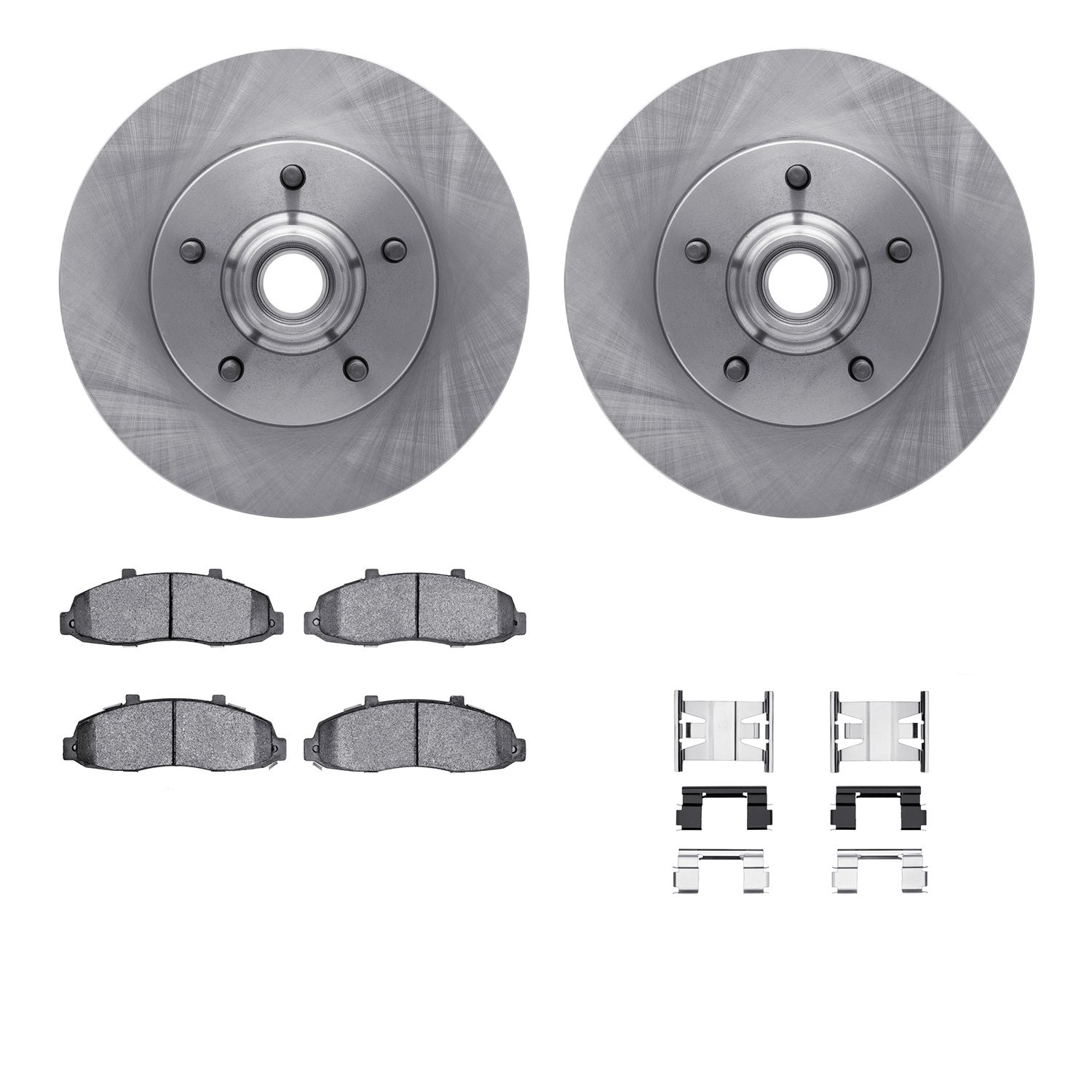 6512-99394 Brake Rotors w/5000 Advanced Brake Pads Kit with Hardware, 1997-1999 Ford/Lincoln/Mercury/Mazda, Position: Front