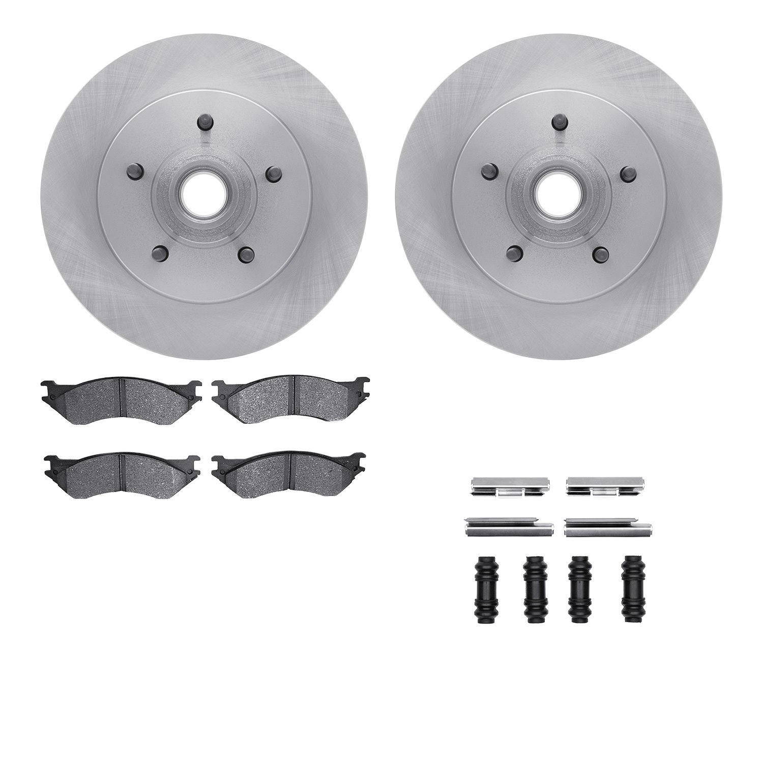 6512-99414 Brake Rotors w/5000 Advanced Brake Pads Kit with Hardware, 1997-2000 Ford/Lincoln/Mercury/Mazda, Position: Front