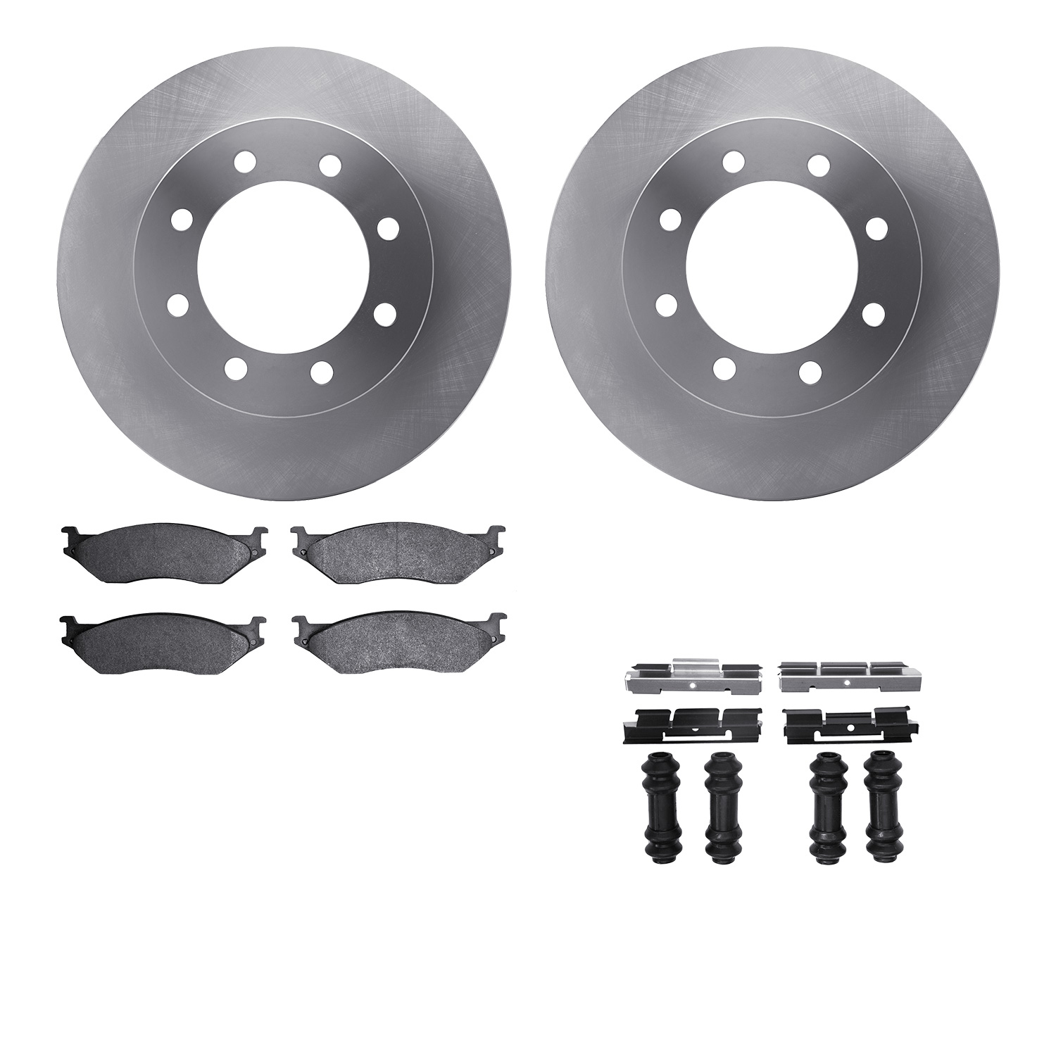 6512-99429 Brake Rotors w/5000 Advanced Brake Pads Kit with Hardware, 1999-2001 Ford/Lincoln/Mercury/Mazda, Position: Front