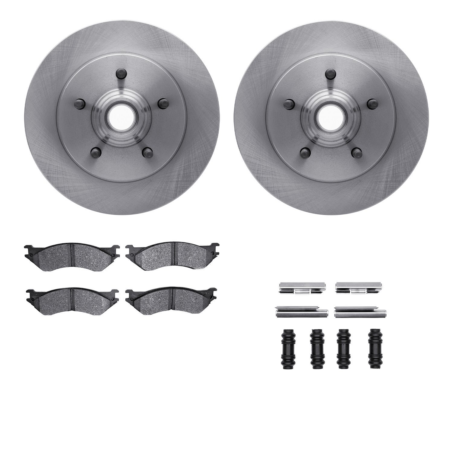 6512-99477 Brake Rotors w/5000 Advanced Brake Pads Kit with Hardware, 1999-2004 Ford/Lincoln/Mercury/Mazda, Position: Front