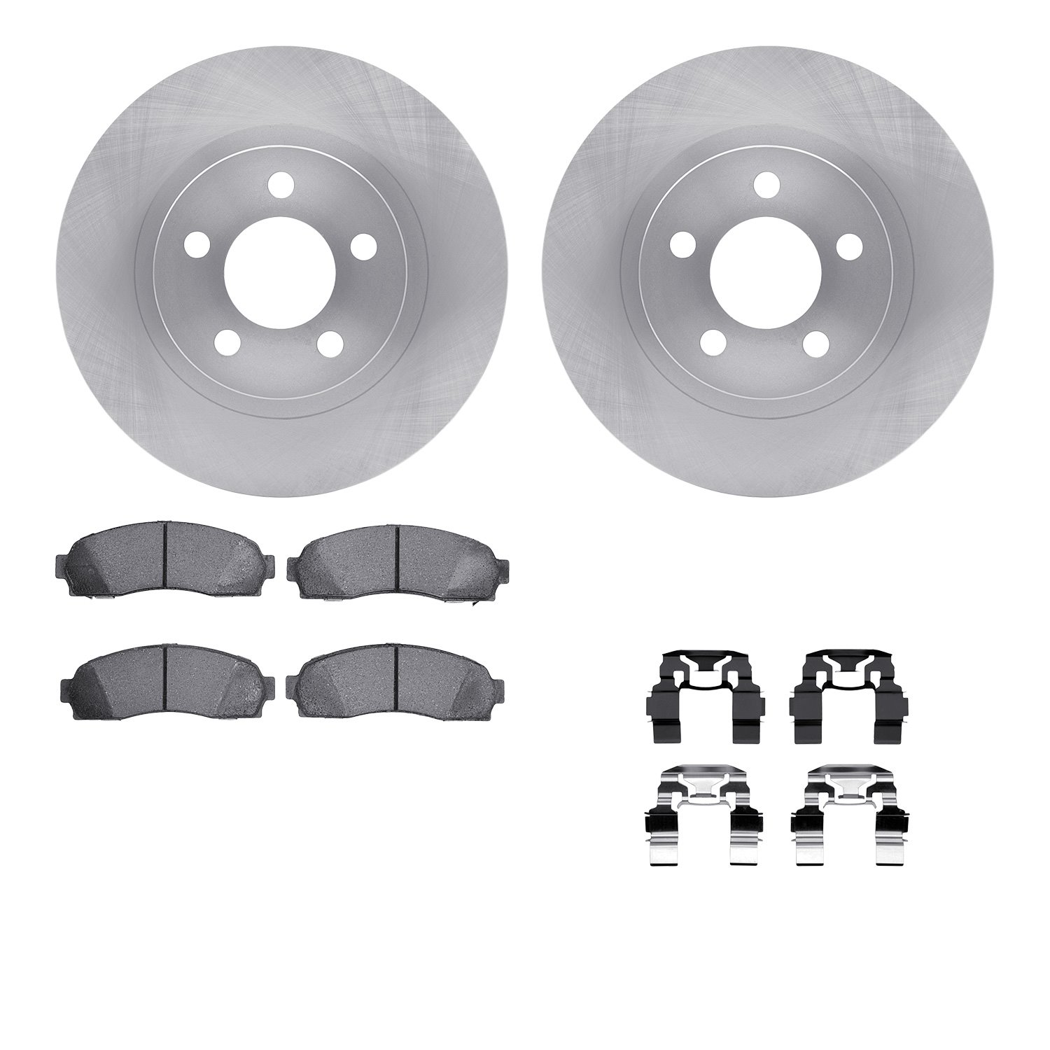 6512-99481 Brake Rotors w/5000 Advanced Brake Pads Kit with Hardware, 2003-2005 Ford/Lincoln/Mercury/Mazda, Position: Front