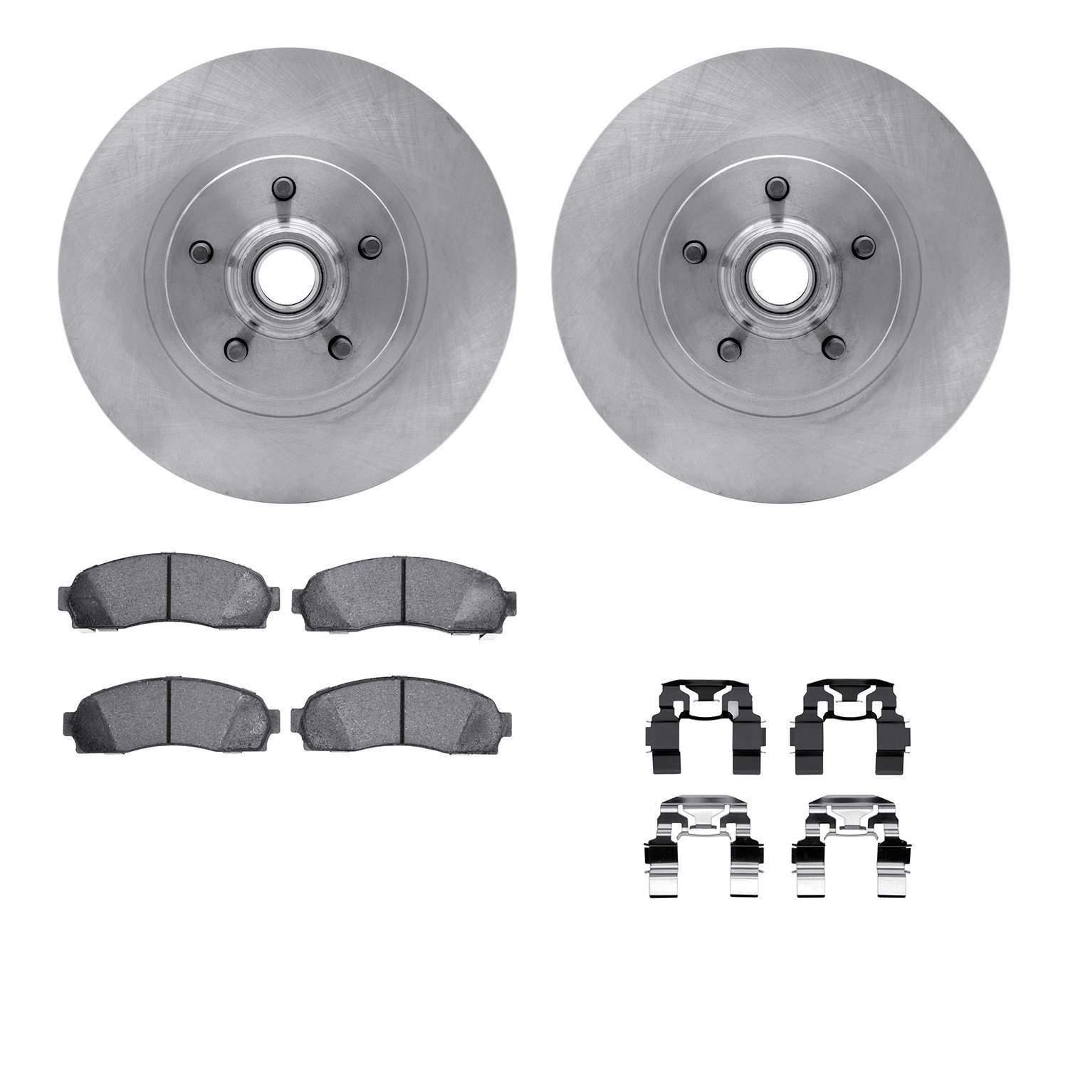 6512-99492 Brake Rotors w/5000 Advanced Brake Pads Kit with Hardware, 2001-2002 Ford/Lincoln/Mercury/Mazda, Position: Front