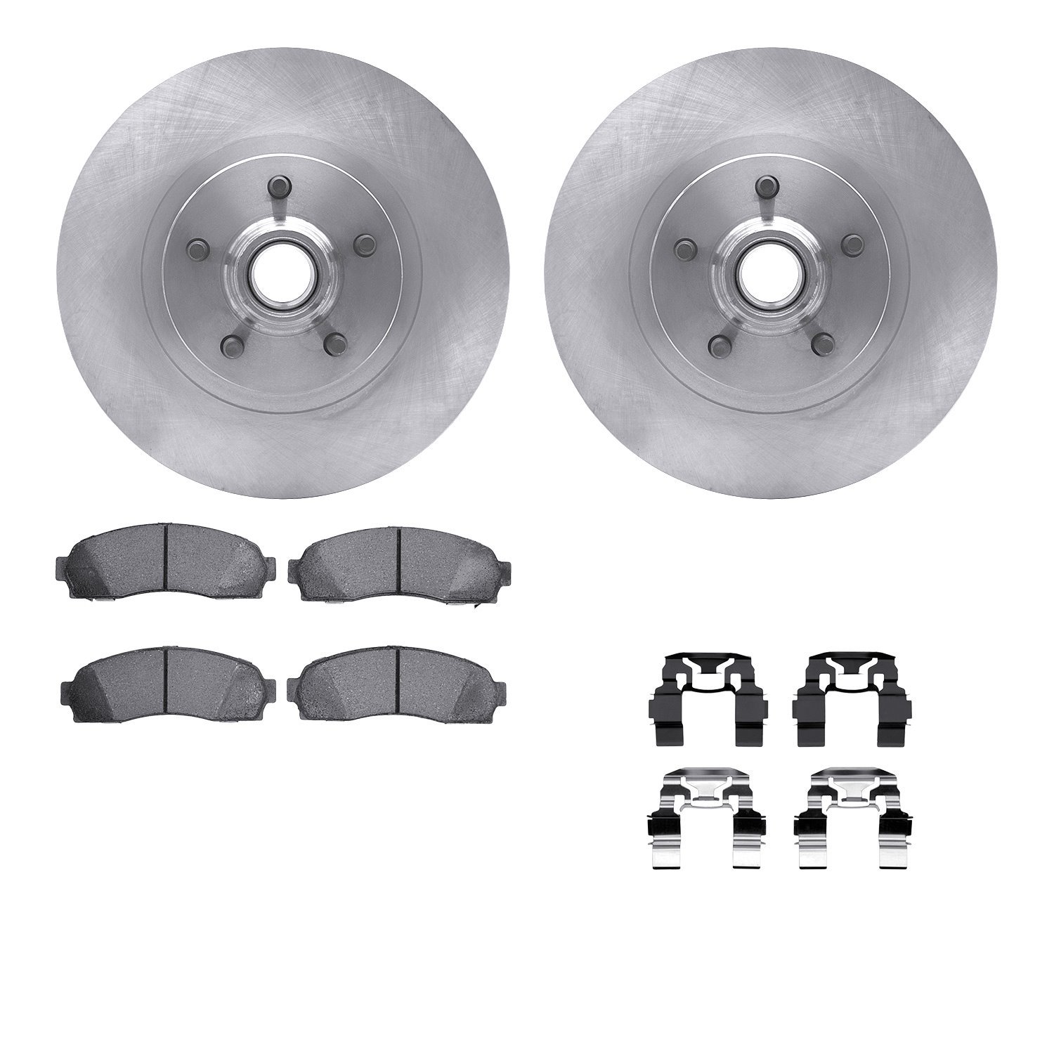 6512-99493 Brake Rotors w/5000 Advanced Brake Pads Kit with Hardware, 2003-2005 Ford/Lincoln/Mercury/Mazda, Position: Front