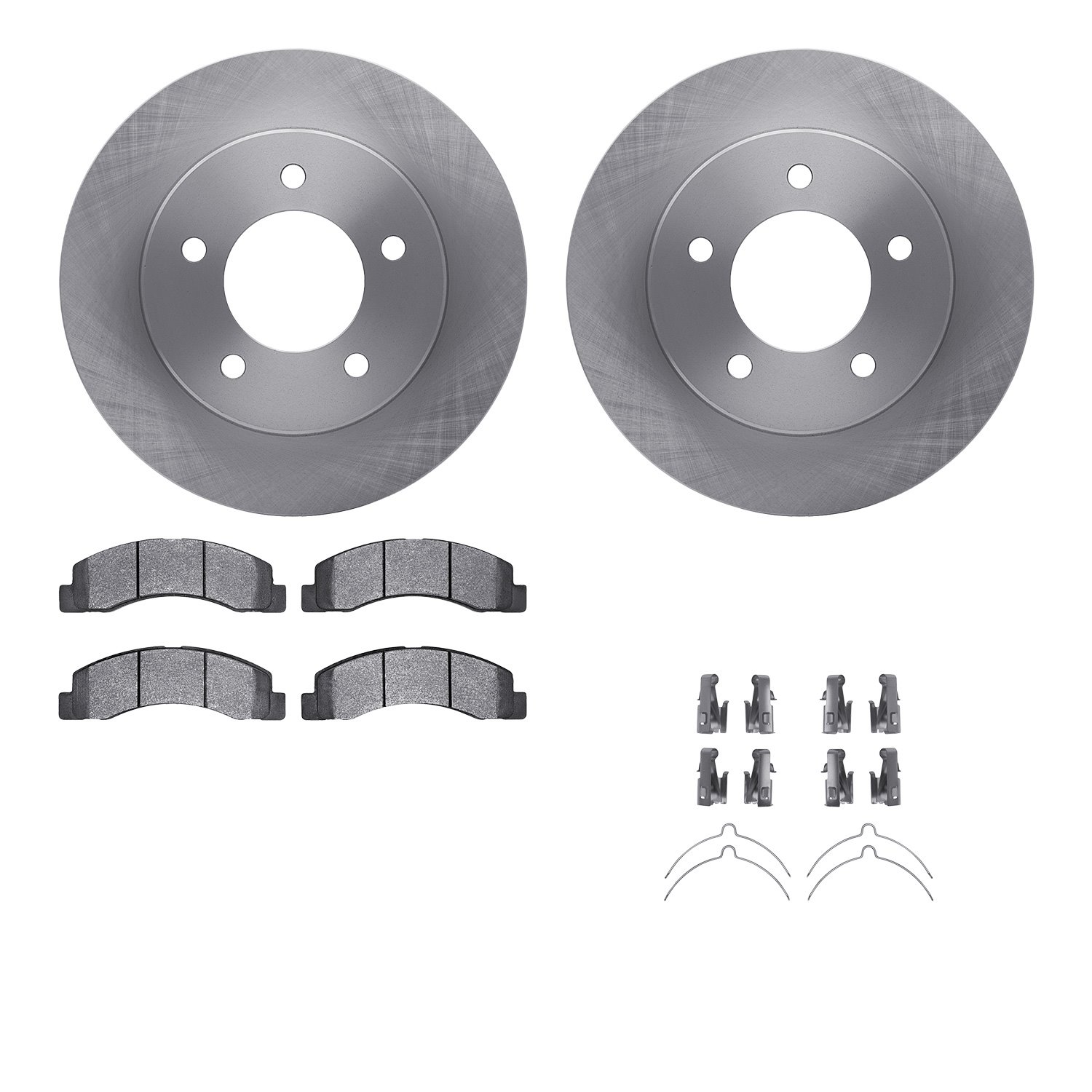 6512-99501 Brake Rotors w/5000 Advanced Brake Pads Kit with Hardware, 1999-2005 Ford/Lincoln/Mercury/Mazda, Position: Front