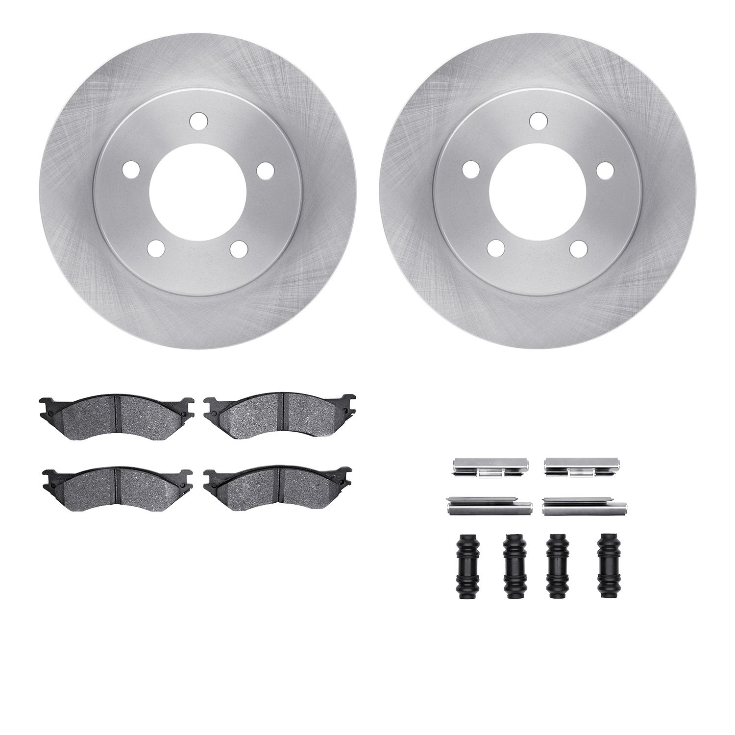 6512-99507 Brake Rotors w/5000 Advanced Brake Pads Kit with Hardware, 1997-2002 Ford/Lincoln/Mercury/Mazda, Position: Front
