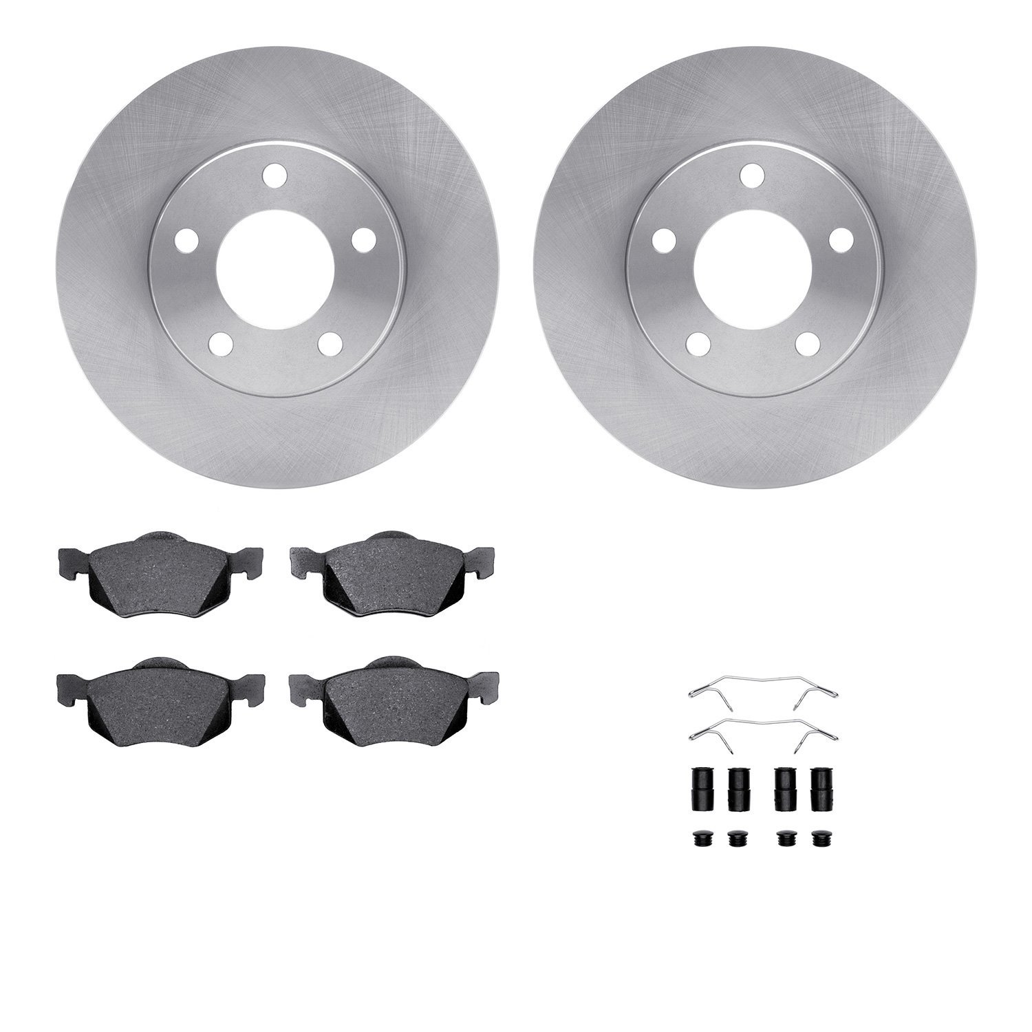 6512-99510 Brake Rotors w/5000 Advanced Brake Pads Kit with Hardware, 2001-2005 Ford/Lincoln/Mercury/Mazda, Position: Front
