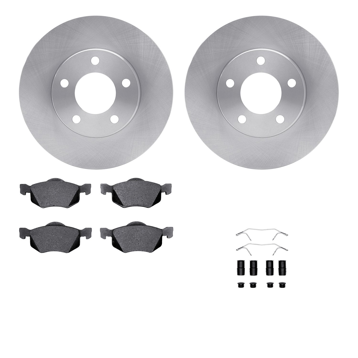 6512-99511 Brake Rotors w/5000 Advanced Brake Pads Kit with Hardware, 2005-2007 Ford/Lincoln/Mercury/Mazda, Position: Front
