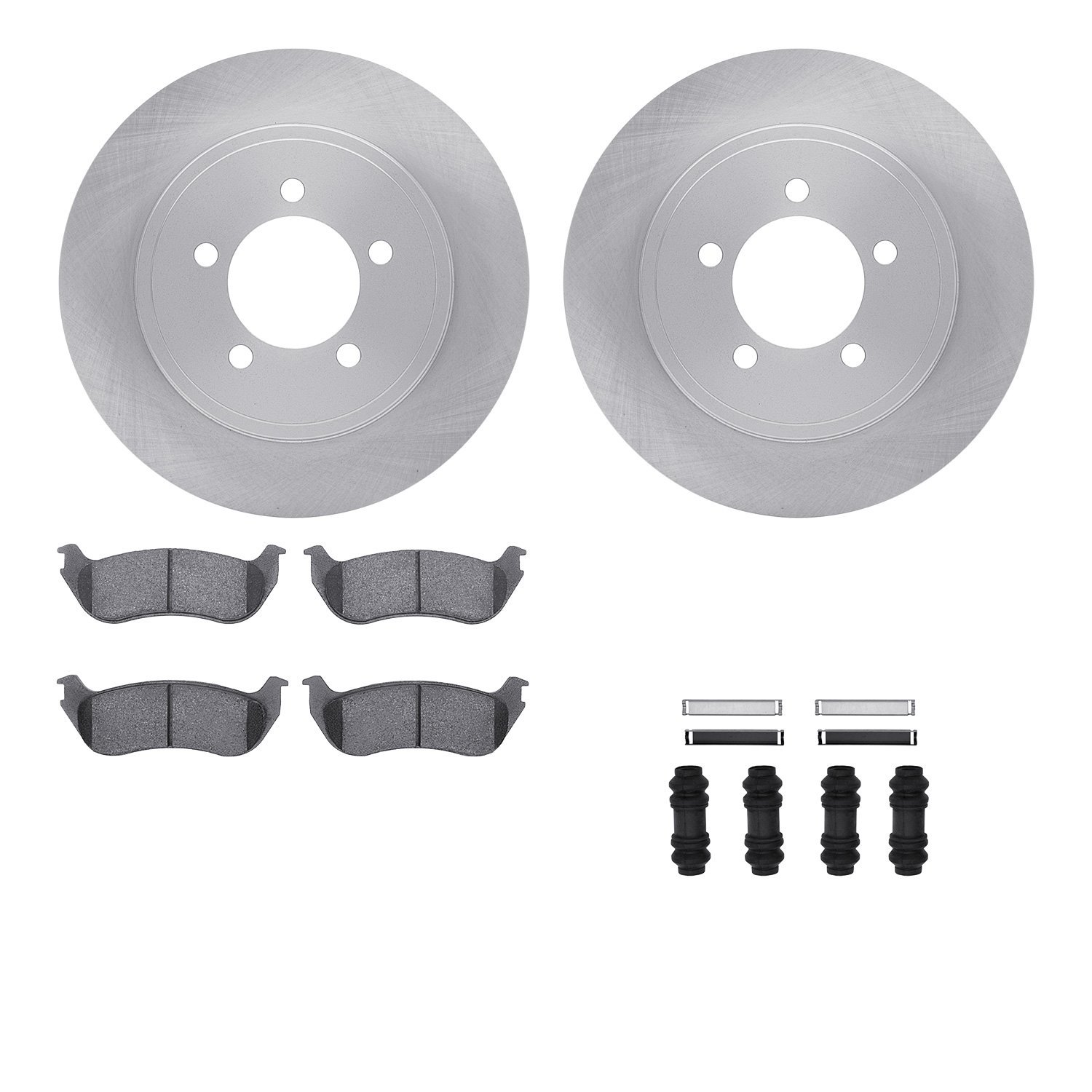 6512-99516 Brake Rotors w/5000 Advanced Brake Pads Kit with Hardware, 2002-2005 Ford/Lincoln/Mercury/Mazda, Position: Rear