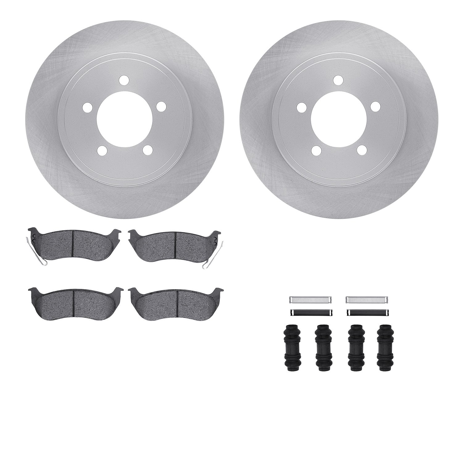 6512-99517 Brake Rotors w/5000 Advanced Brake Pads Kit with Hardware, 2006-2010 Ford/Lincoln/Mercury/Mazda, Position: Rear