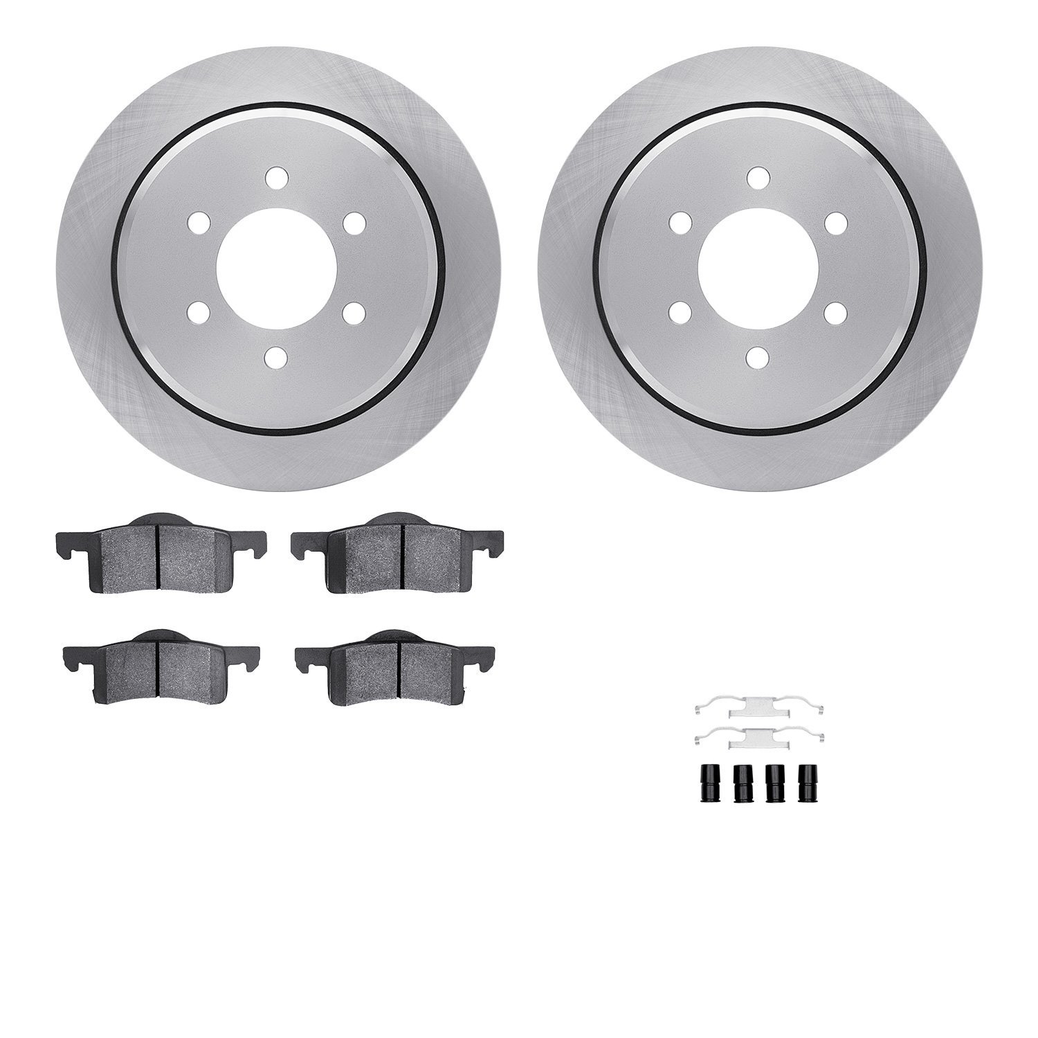 6512-99534 Brake Rotors w/5000 Advanced Brake Pads Kit with Hardware, 2002-2006 Ford/Lincoln/Mercury/Mazda, Position: Rear
