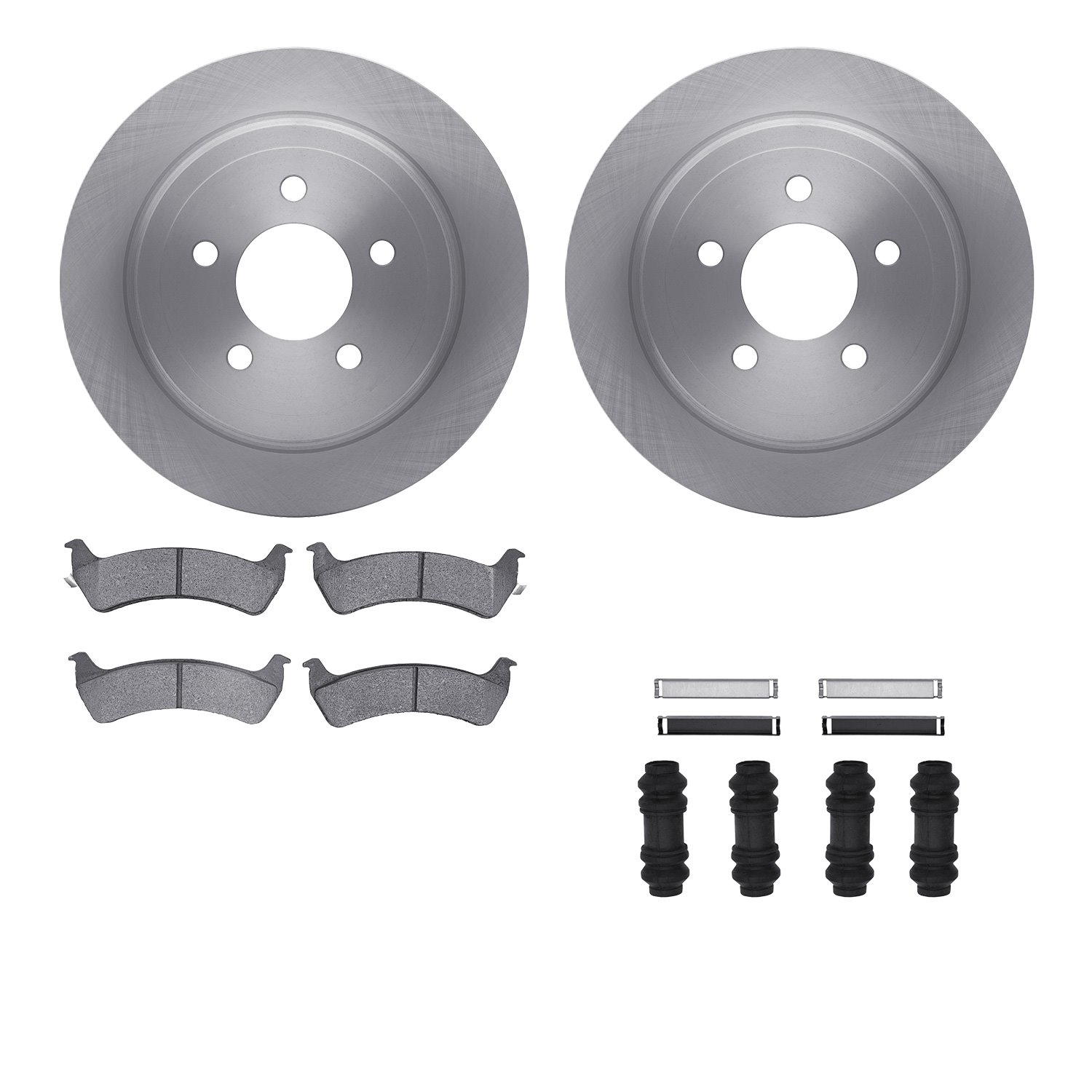 6512-99537 Brake Rotors w/5000 Advanced Brake Pads Kit with Hardware, 2003-2005 Ford/Lincoln/Mercury/Mazda, Position: Rear