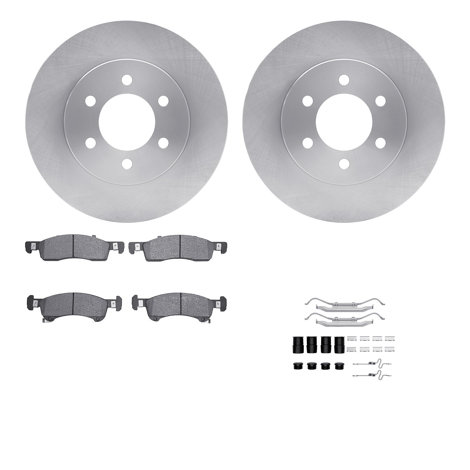 6512-99540 Brake Rotors w/5000 Advanced Brake Pads Kit with Hardware, 2002-2006 Ford/Lincoln/Mercury/Mazda, Position: Front