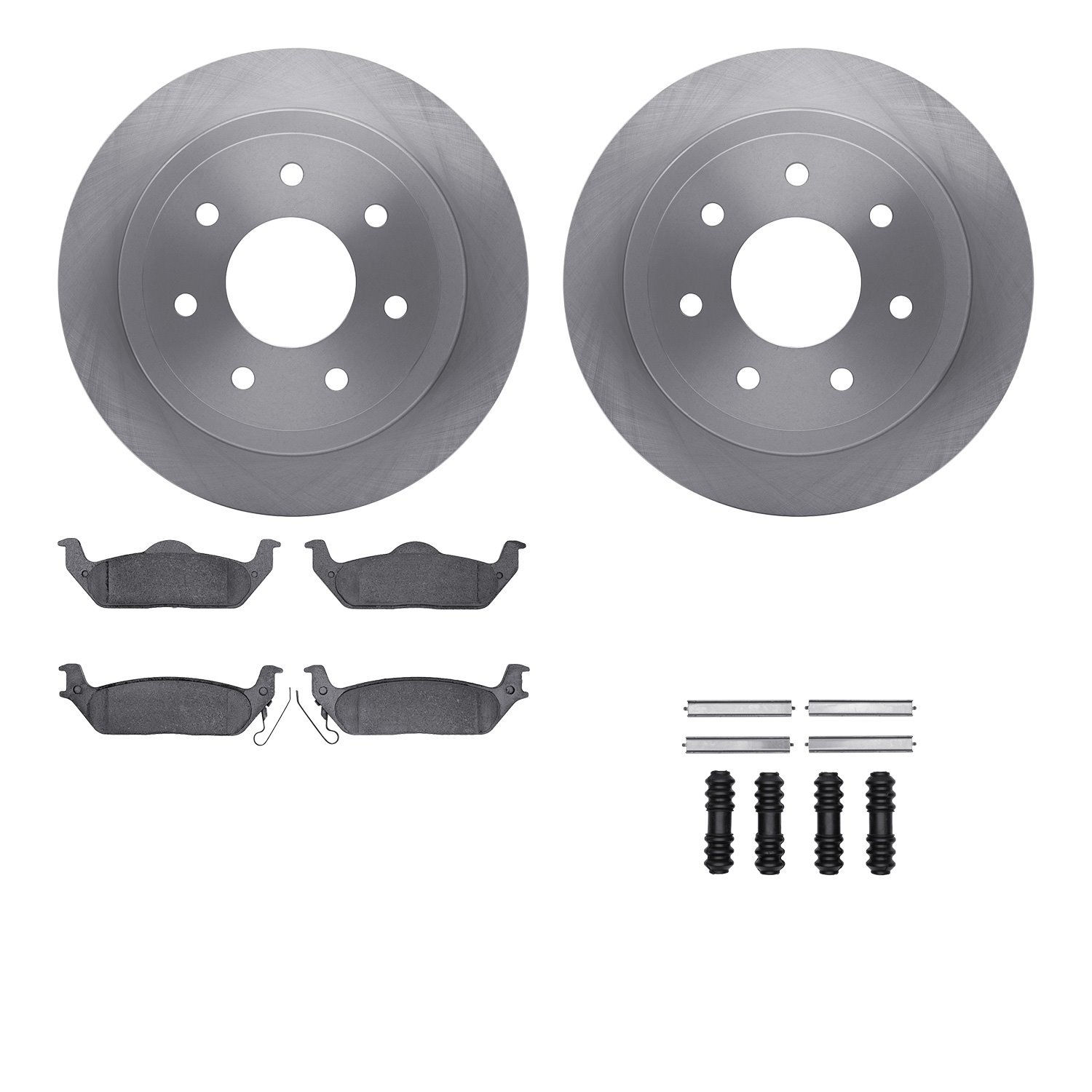 6512-99561 Brake Rotors w/5000 Advanced Brake Pads Kit with Hardware, 2004-2009 Ford/Lincoln/Mercury/Mazda, Position: Rear