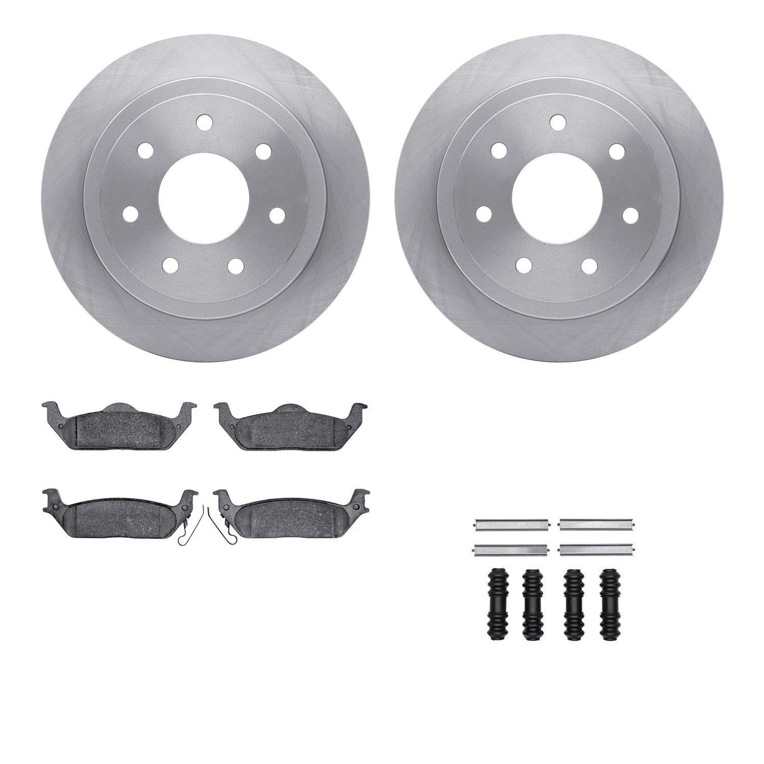 6512-99562 Brake Rotors w/5000 Advanced Brake Pads Kit with Hardware, 2010-2011 Ford/Lincoln/Mercury/Mazda, Position: Rear