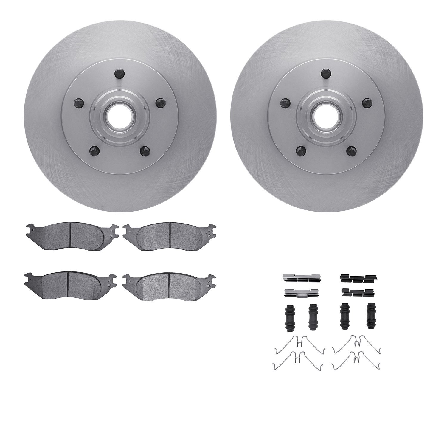 6512-99570 Brake Rotors w/5000 Advanced Brake Pads Kit with Hardware, 2004-2006 Ford/Lincoln/Mercury/Mazda, Position: Front