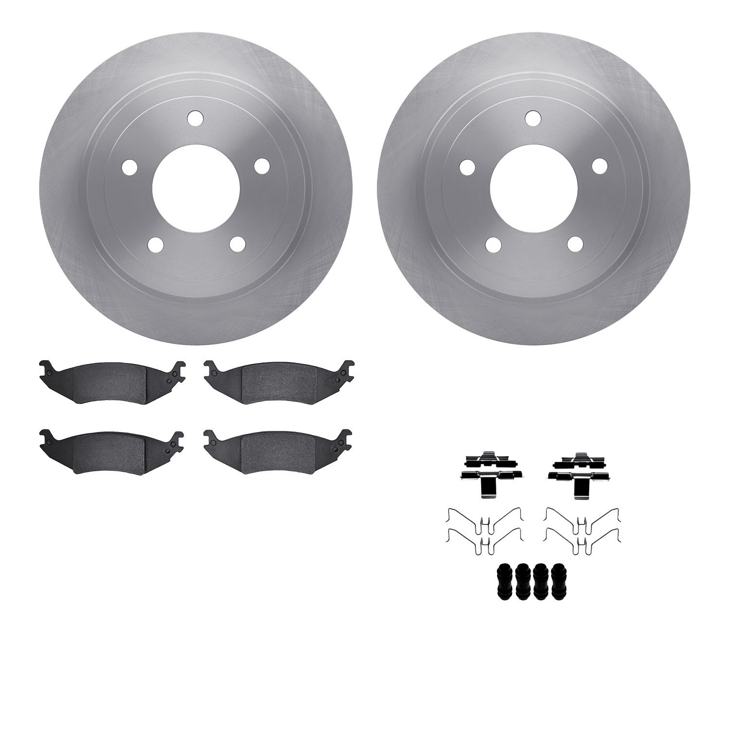 6512-99573 Brake Rotors w/5000 Advanced Brake Pads Kit with Hardware, 2004-2006 Ford/Lincoln/Mercury/Mazda, Position: Rear