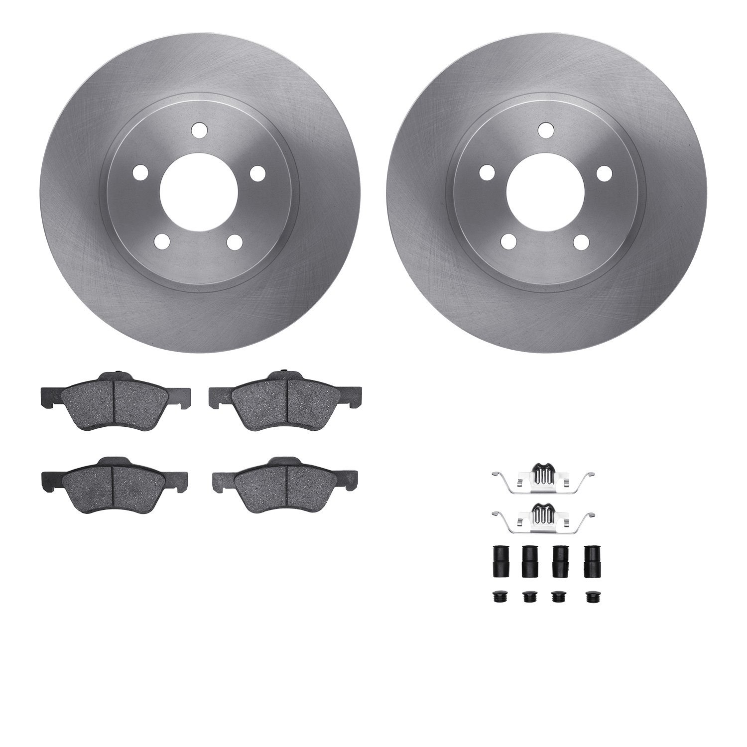 6512-99576 Brake Rotors w/5000 Advanced Brake Pads Kit with Hardware, 2005-2012 Ford/Lincoln/Mercury/Mazda, Position: Front