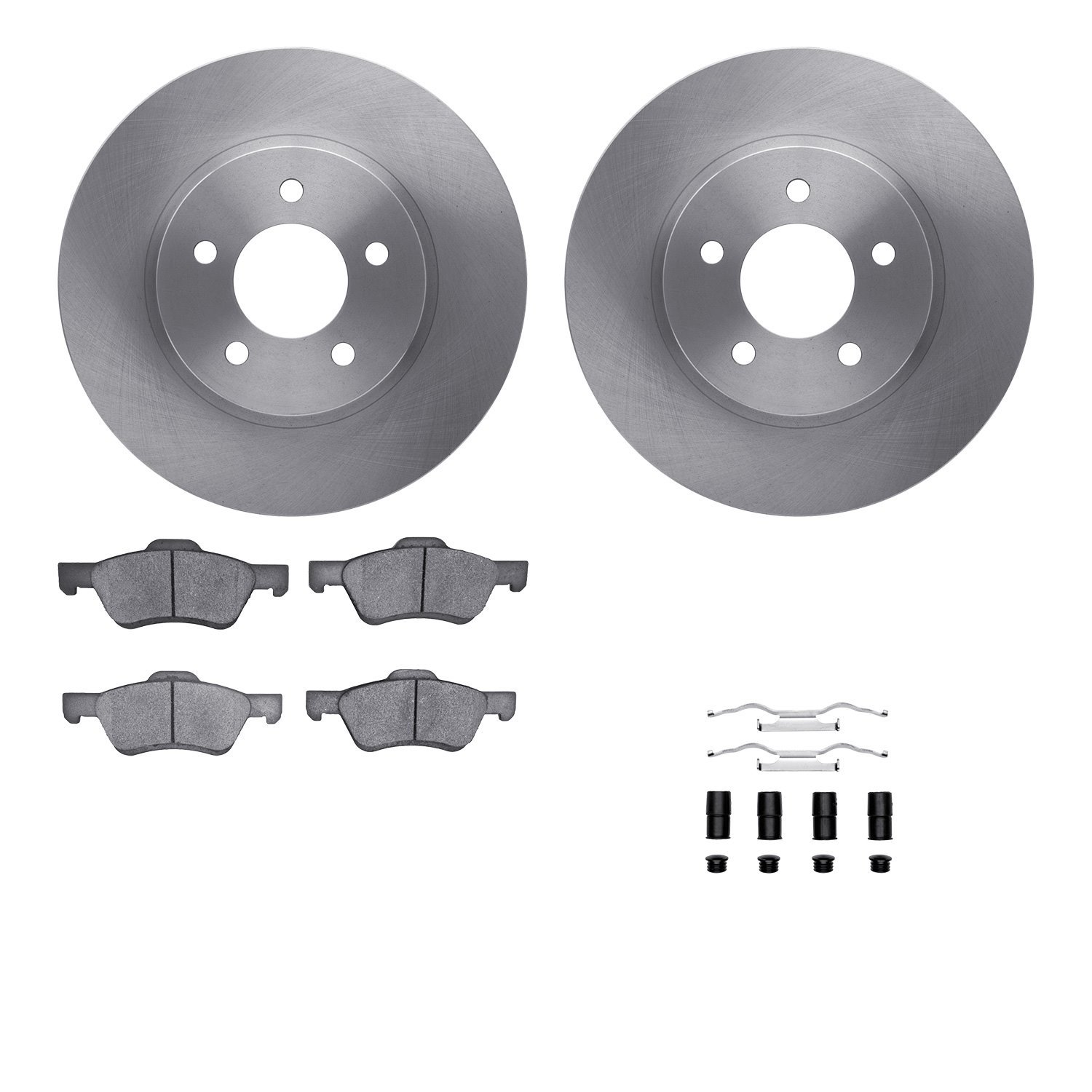 6512-99578 Brake Rotors w/5000 Advanced Brake Pads Kit with Hardware, 2009-2012 Ford/Lincoln/Mercury/Mazda, Position: Front