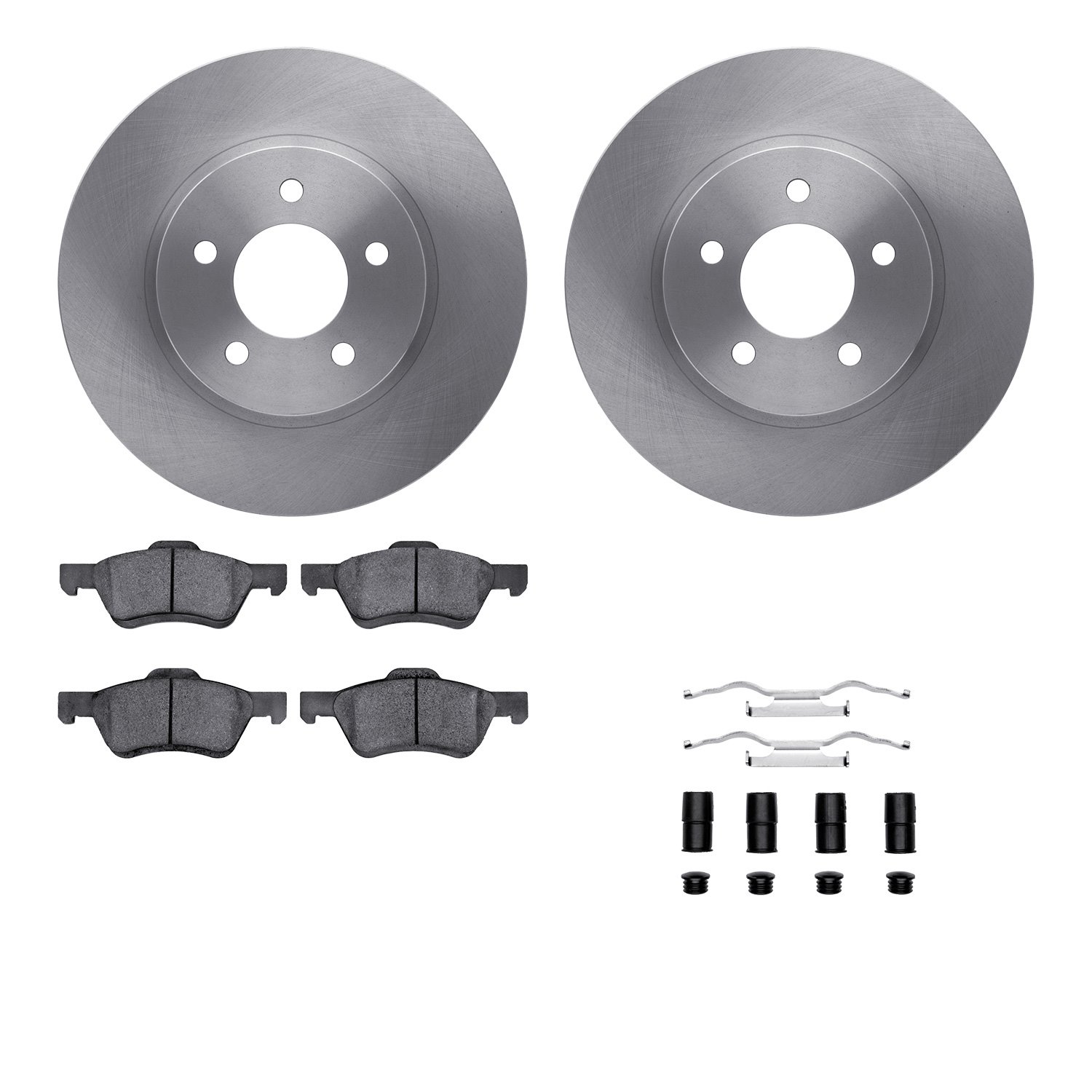 6512-99579 Brake Rotors w/5000 Advanced Brake Pads Kit with Hardware, 2009-2012 Ford/Lincoln/Mercury/Mazda, Position: Front