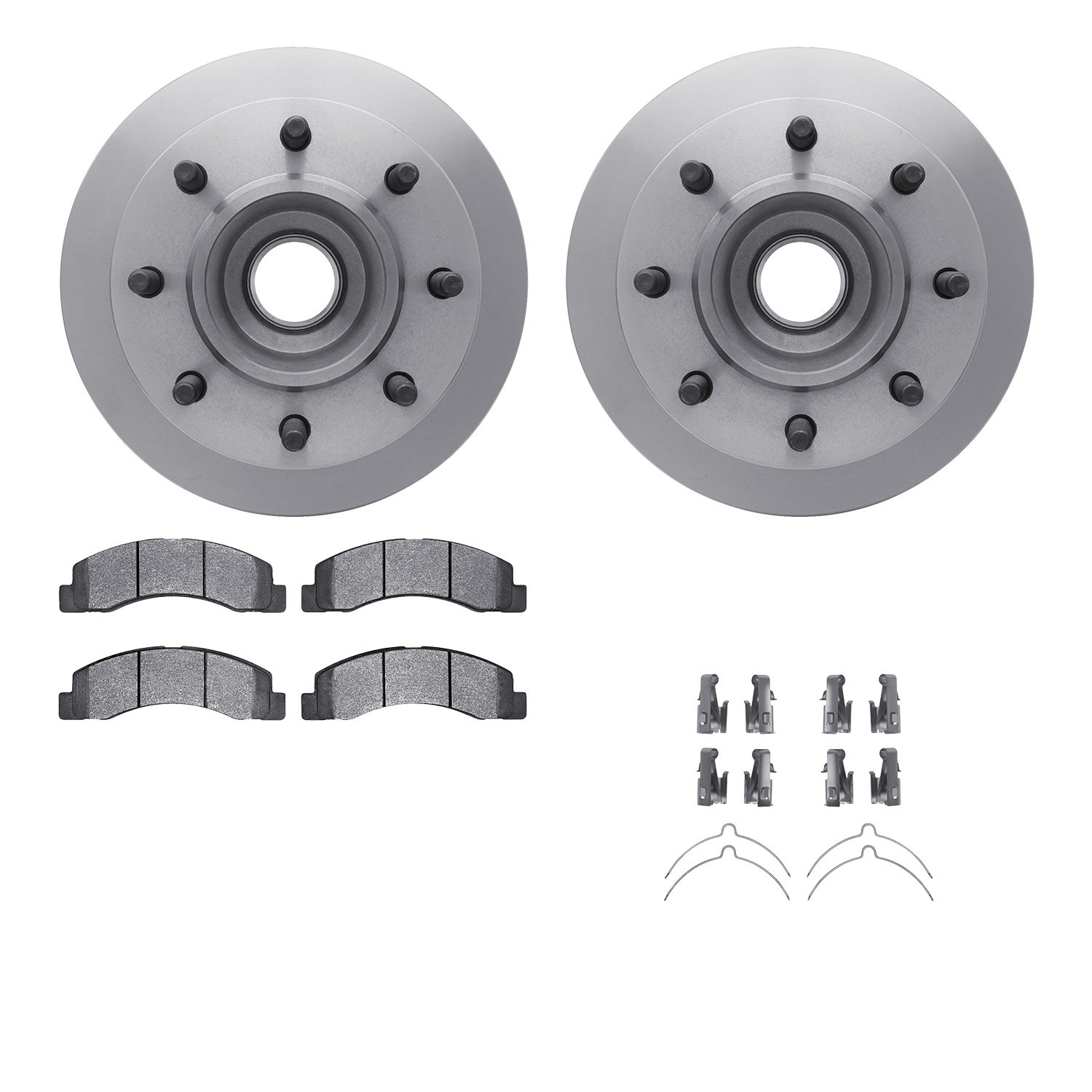 6512-99588 Brake Rotors w/5000 Advanced Brake Pads Kit with Hardware, 2003-2004 Ford/Lincoln/Mercury/Mazda, Position: Front