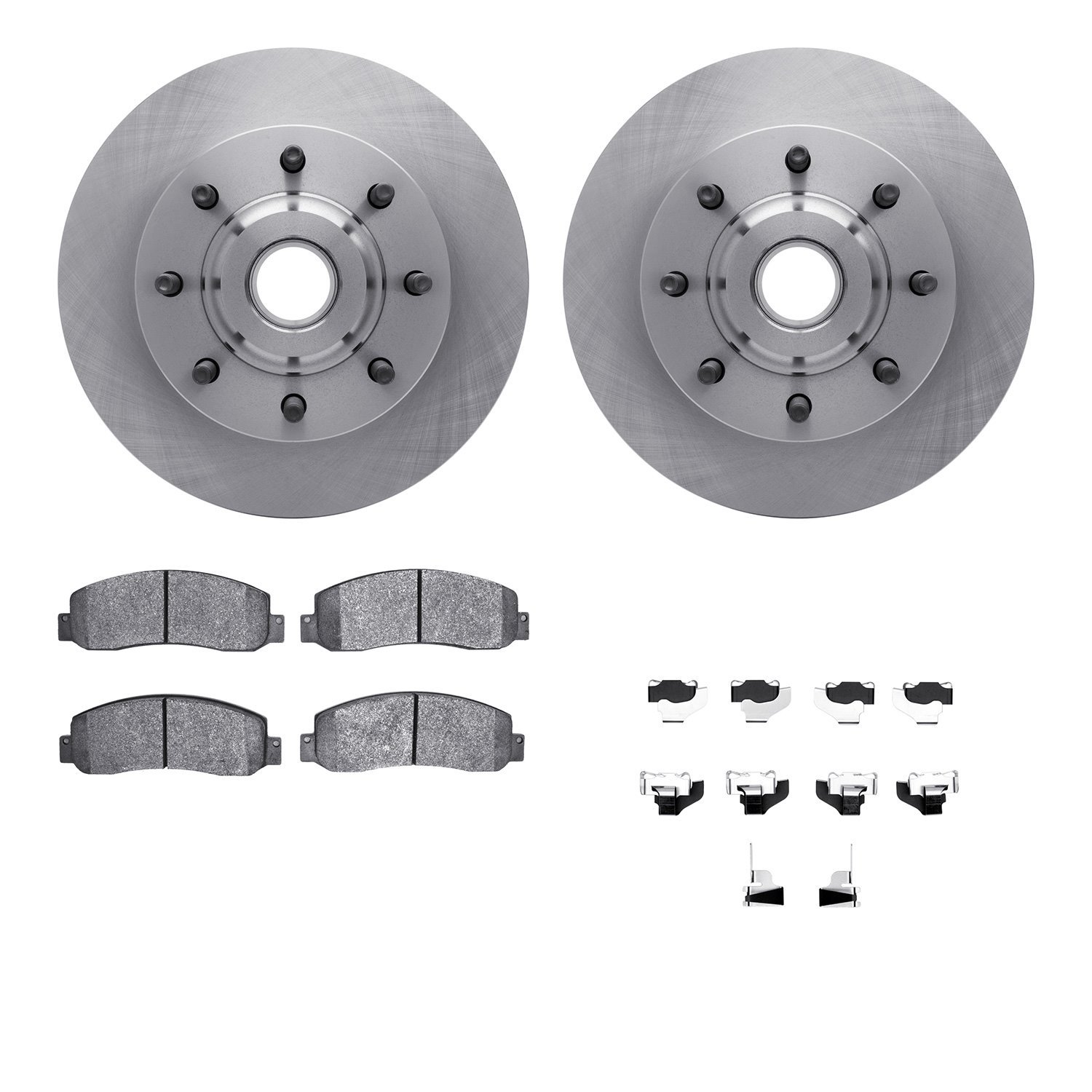 6512-99618 Brake Rotors w/5000 Advanced Brake Pads Kit with Hardware, 2005-2007 Ford/Lincoln/Mercury/Mazda, Position: Front
