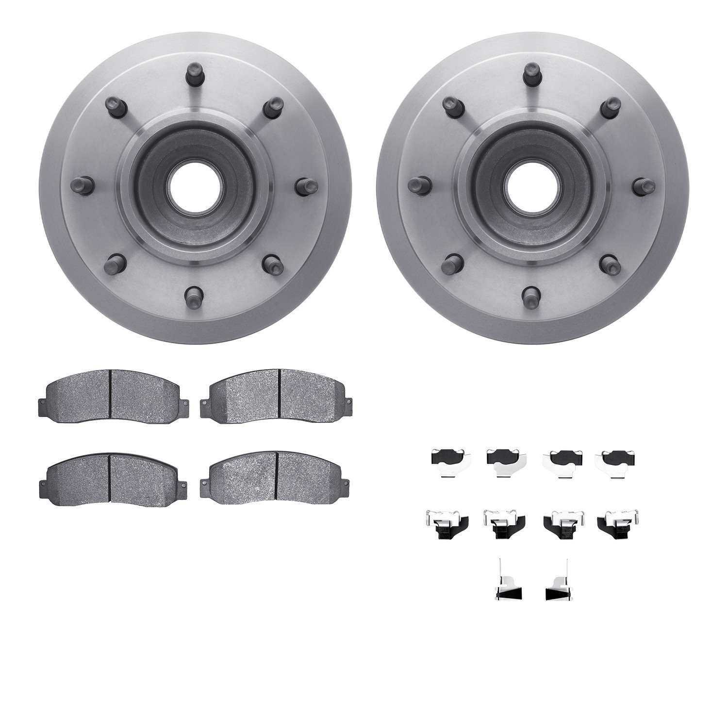6512-99621 Brake Rotors w/5000 Advanced Brake Pads Kit with Hardware, 2005-2007 Ford/Lincoln/Mercury/Mazda, Position: Front